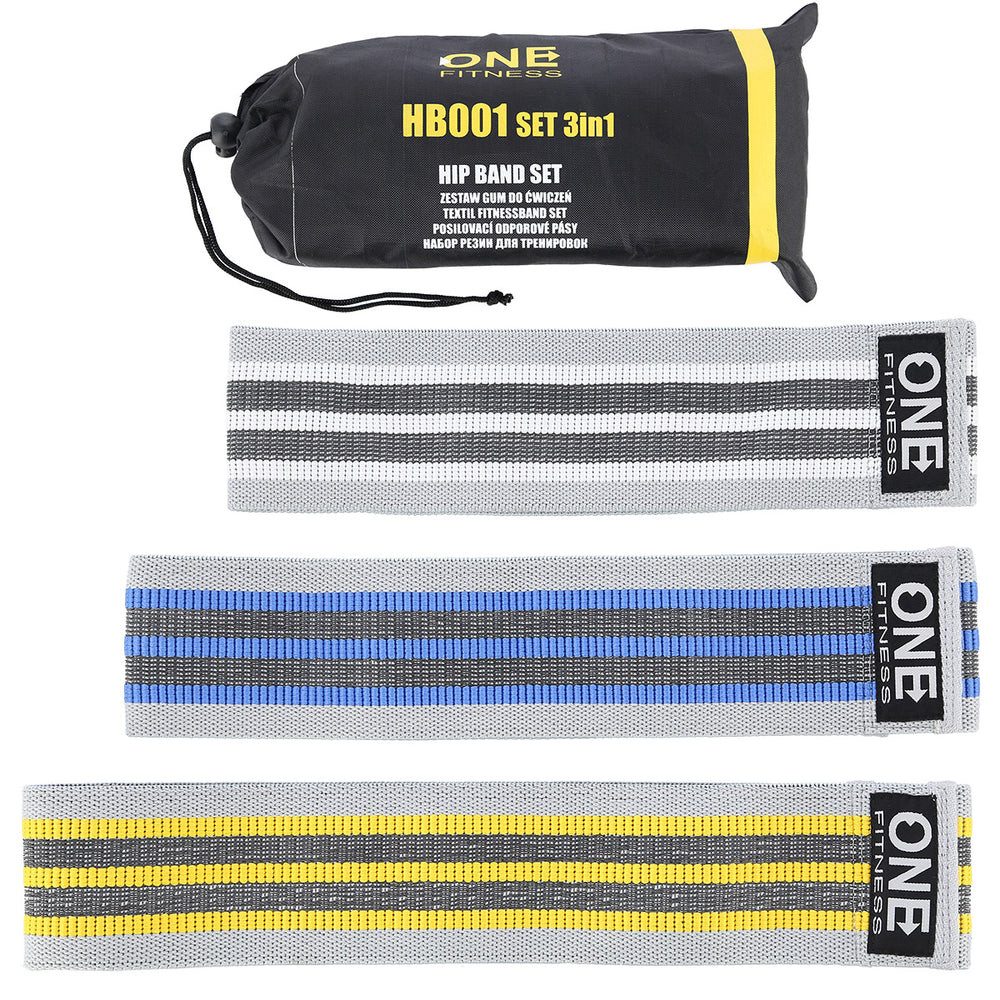 ONE FITNESS Kraftbänder 3-in-1 Übungsbänder Set, Ideal zur Stärkung von Gesäß- und Oberschenkelmuskulatur