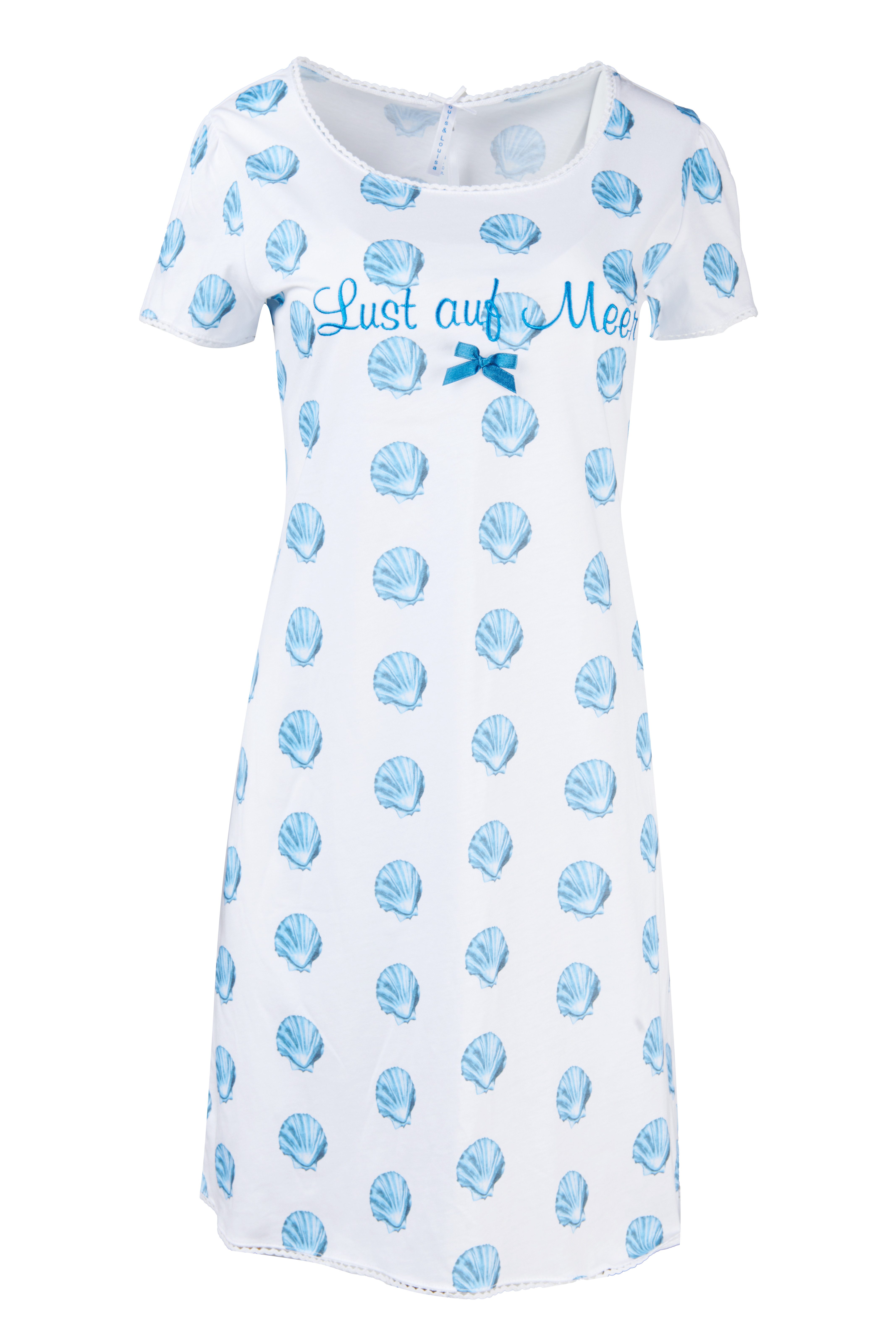Louis & Louisa Nachthemd Louis & Louisa Damen Nachthemd "Lust auf Meer", Muschel allover-Druck