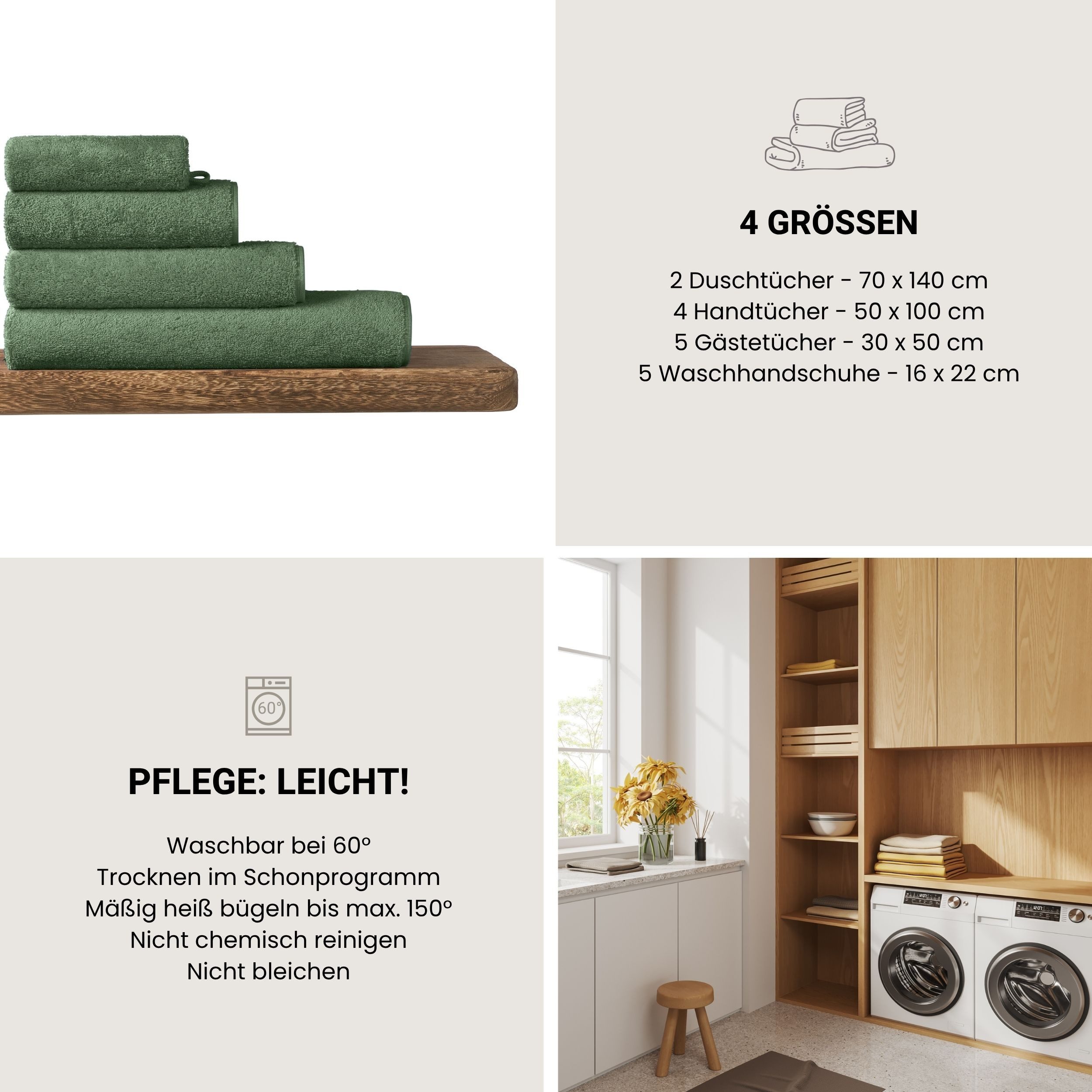 Schiesser Gästehandtücher Milano aus 100% Baumwolle mit eleganter Bordüre in Hoch-Tief-Optik, Frottier (Set, 5-St), OEKO-TEX® MADE IN GREEN – Bild 5 von 5