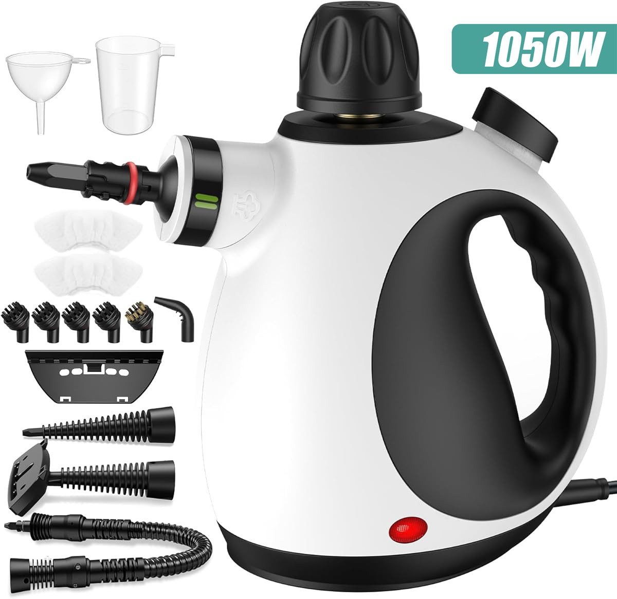 AKKEE Handdampfreiniger Mehrzweck-Dampfreiniger 320 Kpa Küchenreiniger tragbarer Reiniger, 1050 W, mit 14 Zubehörteilen, Ergonomischer Griff