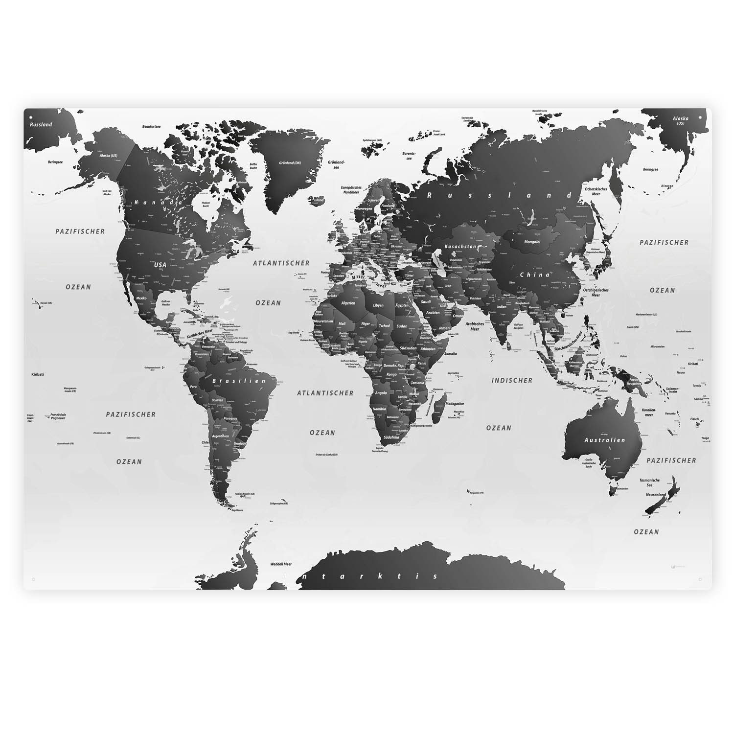 LANA KK Metallschild magnetische Weltkarte Blechschild XXL, deutsche Beschriftung