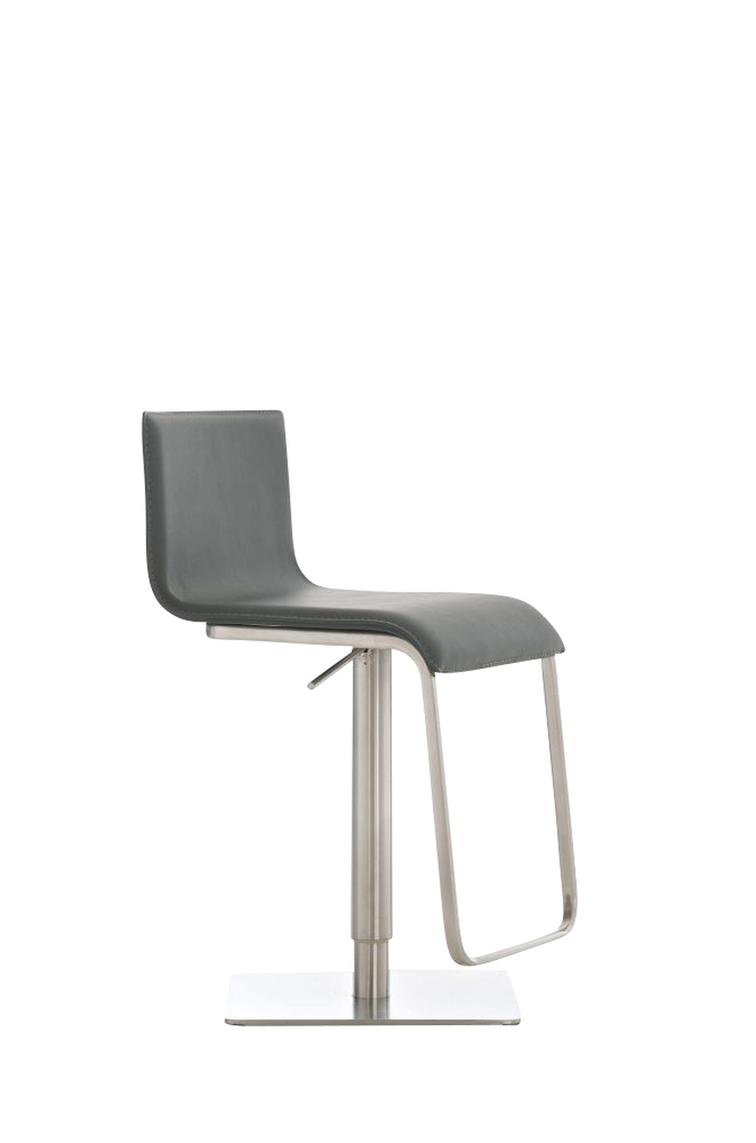 TPFLiving Barhocker Lima (mit Fußstütze - - drehbar Sitzfläche: für Küche), Theke & - Hocker 360° Kunstleder - höhenverstellbar Edelstahl Grau