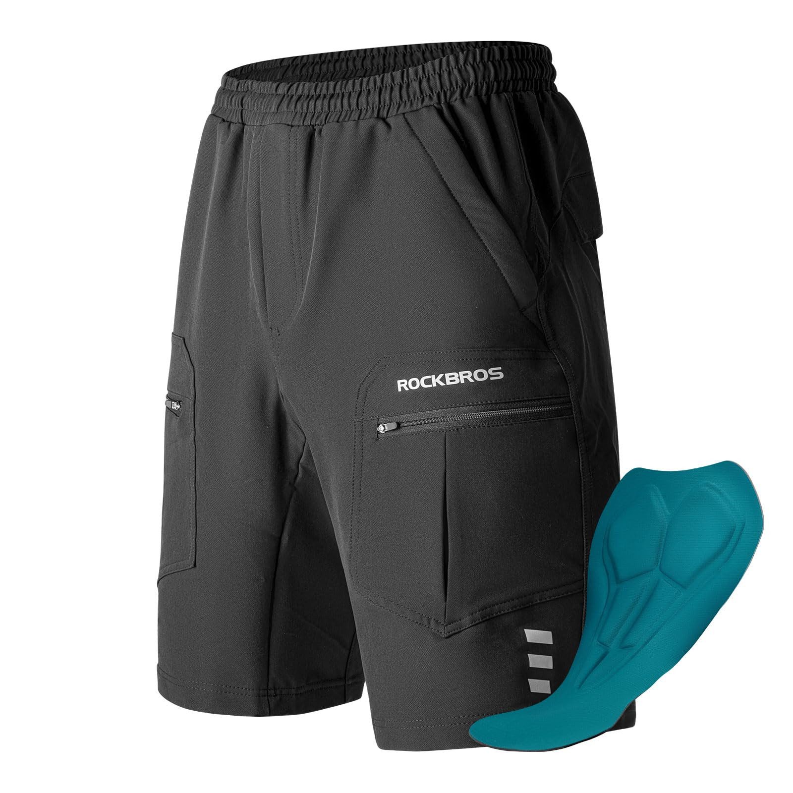 ROCKBROS Radlerhose Herren Gepolsterte Fahrradhose mit Sitzpolster 4D (Radsport Radfahren Mountainbike Outdoor, 1-tlg) Radhose Abnehmbare Kurze Hose Schnelltrocknend