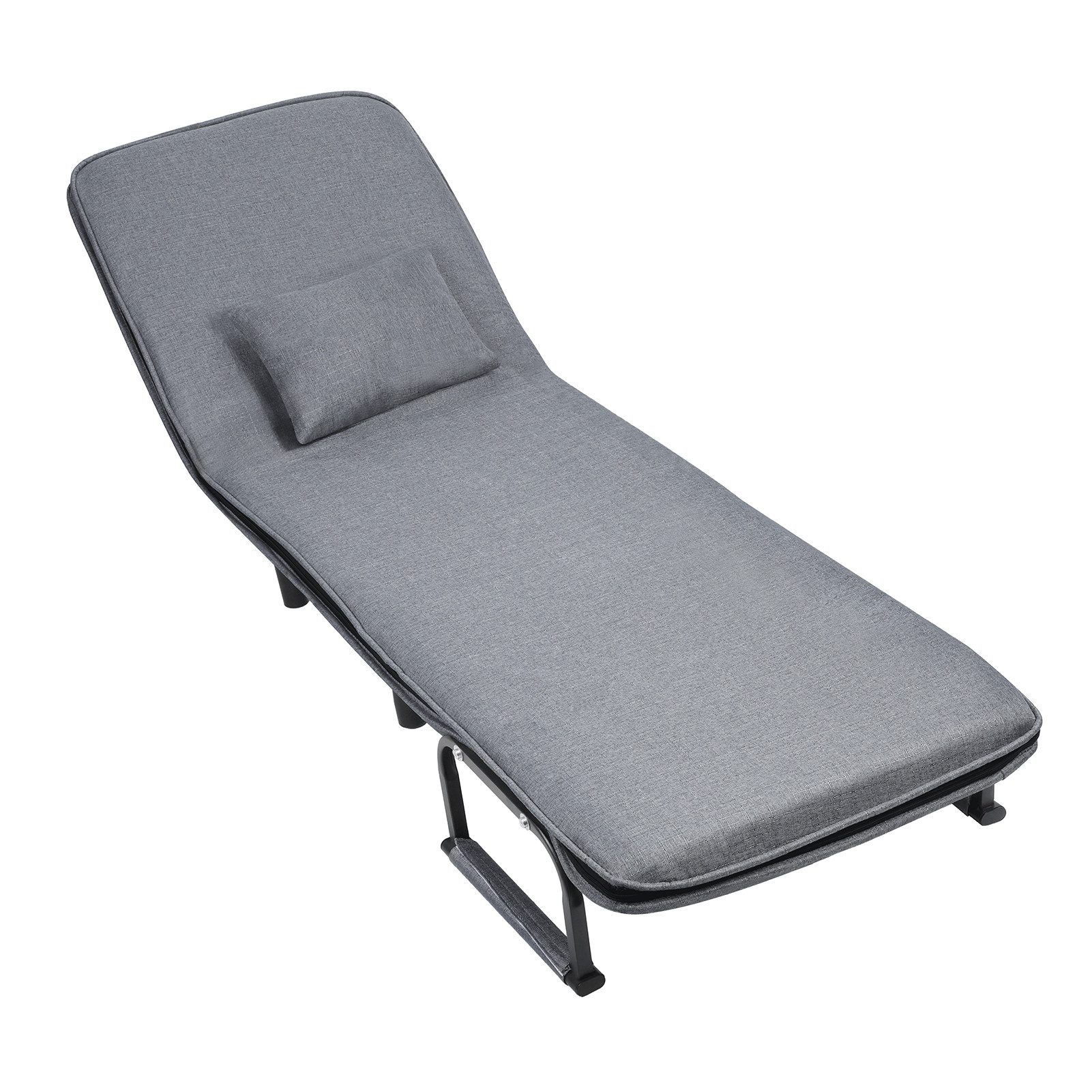 Rutaqian Gartenliege 3 in 1 Schlafsofa, Sessel Bett,Verstellbarer klappbarer Liegestuhl, 1 St., für Camping, Schwimmbad, Schlafzimmer, Büro, Terrasse, grau, Cabrio Schlafsofa mit verstellbarer Rückenlehne