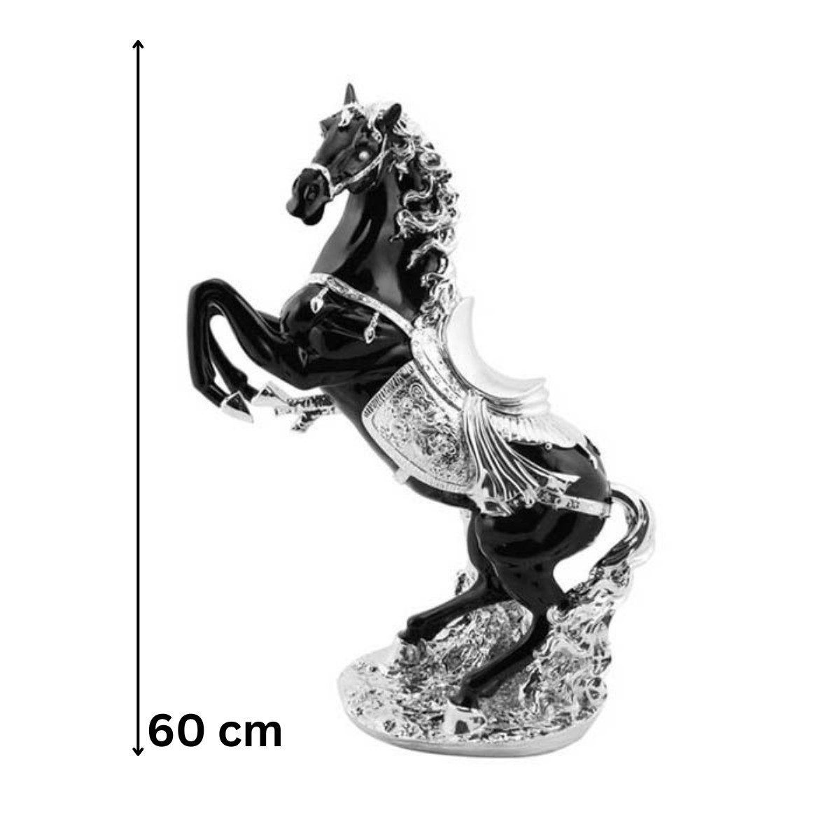 alesvelt Dekofigur Moderne edle Pferd Figur in Schwarz-Weiß 60 cm aus Keramik