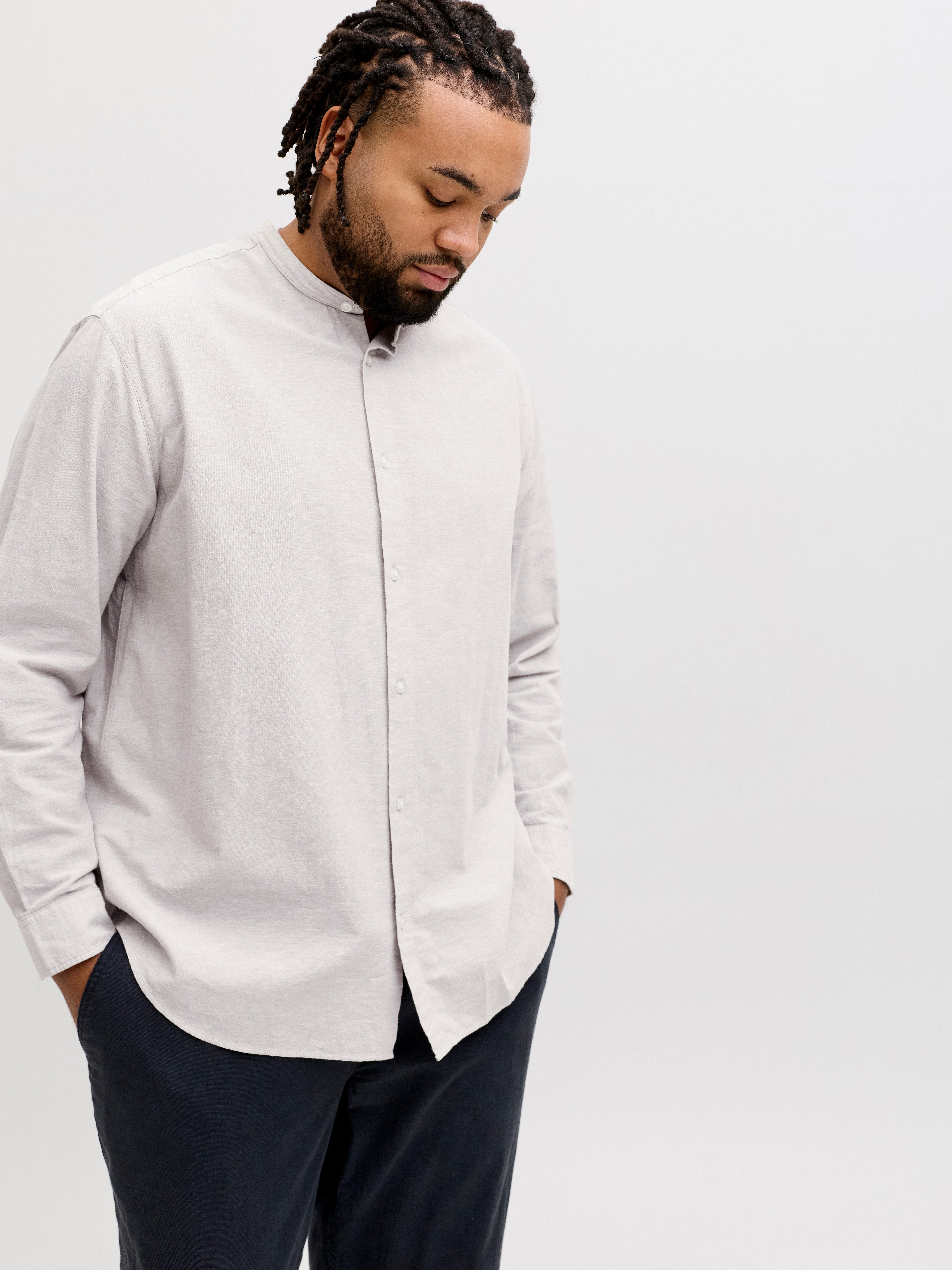 Jack & Jones PlusSize Langarmhemd JJEBREEZE LINEN BLEND BAND SHIRT L PLS mi günstig online kaufen