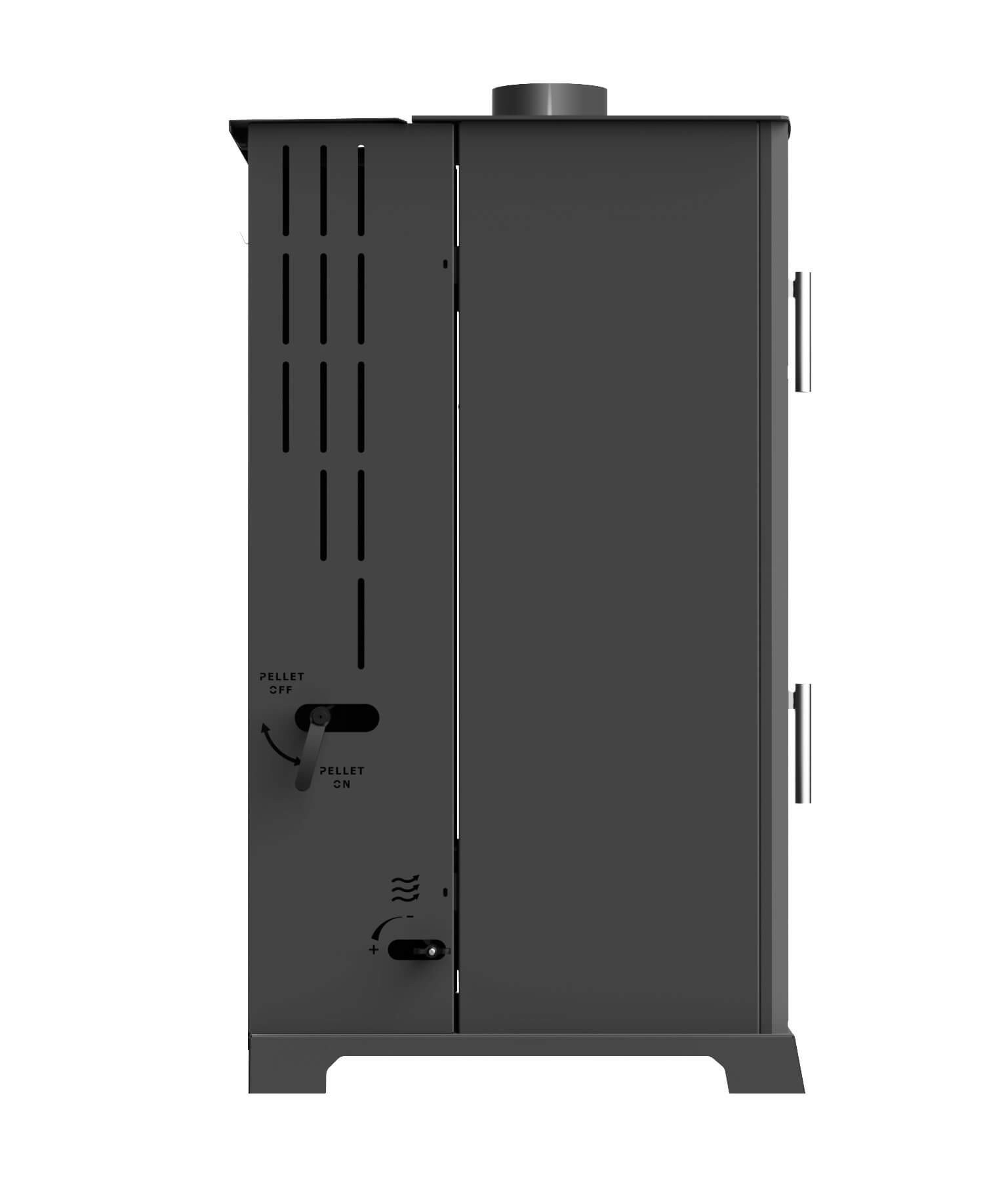 Baba's Gold Hybrid Pellet and Wood Combination Stove with Baking Compartment, 12 kW, Continuous Burning, Black Wood Stove