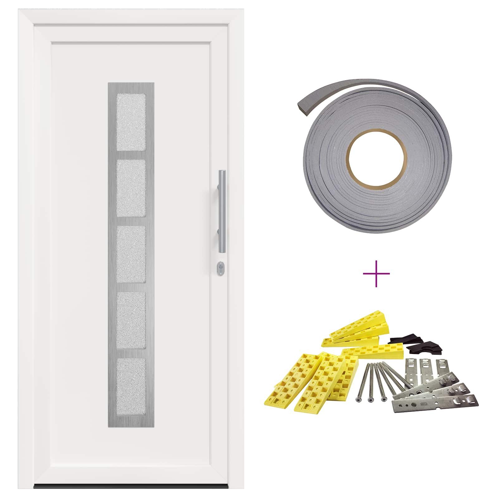 vidaXL Haustür Vordertür 108 x 208 cm PVC Weiß (1-St)