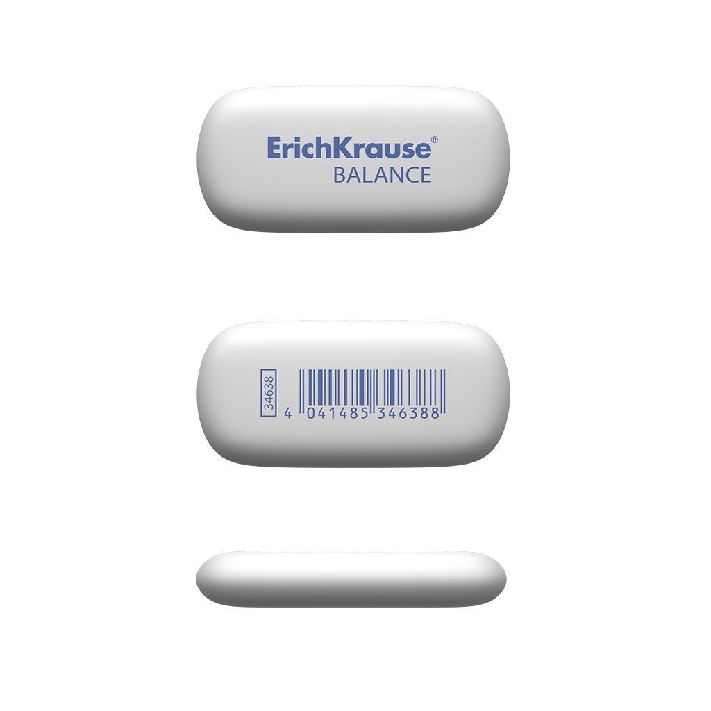 Erich Krause Radiergummi, Radiergummi mittlere Härte 5 x 2,3 x 0,9 cm weiß 24 Stück