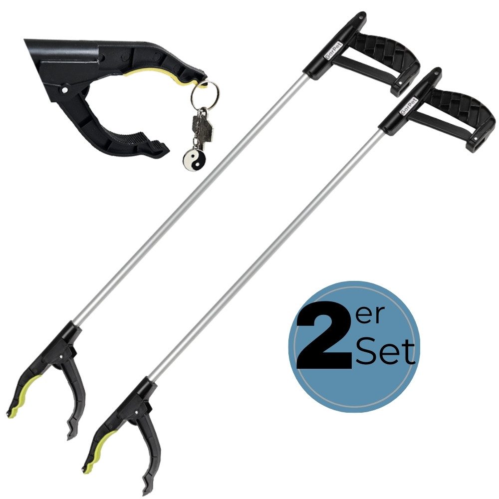 GarPet Greifzange 2er Set Müllzange Müll Greifer Senioren Kinder Greif Zange Sammler Alu