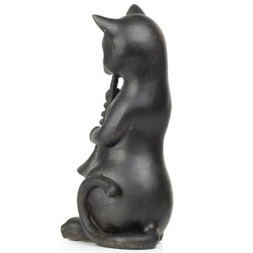 Moritz Dekofigur Deko-Figur Katze spielt Klarinette aus Polyresin schwarz Musikinstrume, Dekofigur aus Polyresin Dekoelement Dekoration Figuren