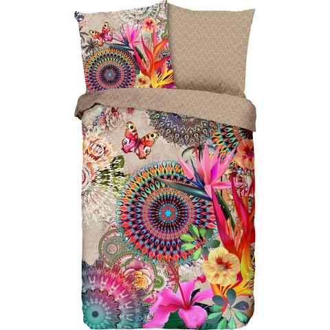 Wendebettwäsche Maelli Bettwäsche-Set Bettbezug & Kissenbezüge, hip, Satin, 2 teilig, mit Mandalas und exotischen Blüten