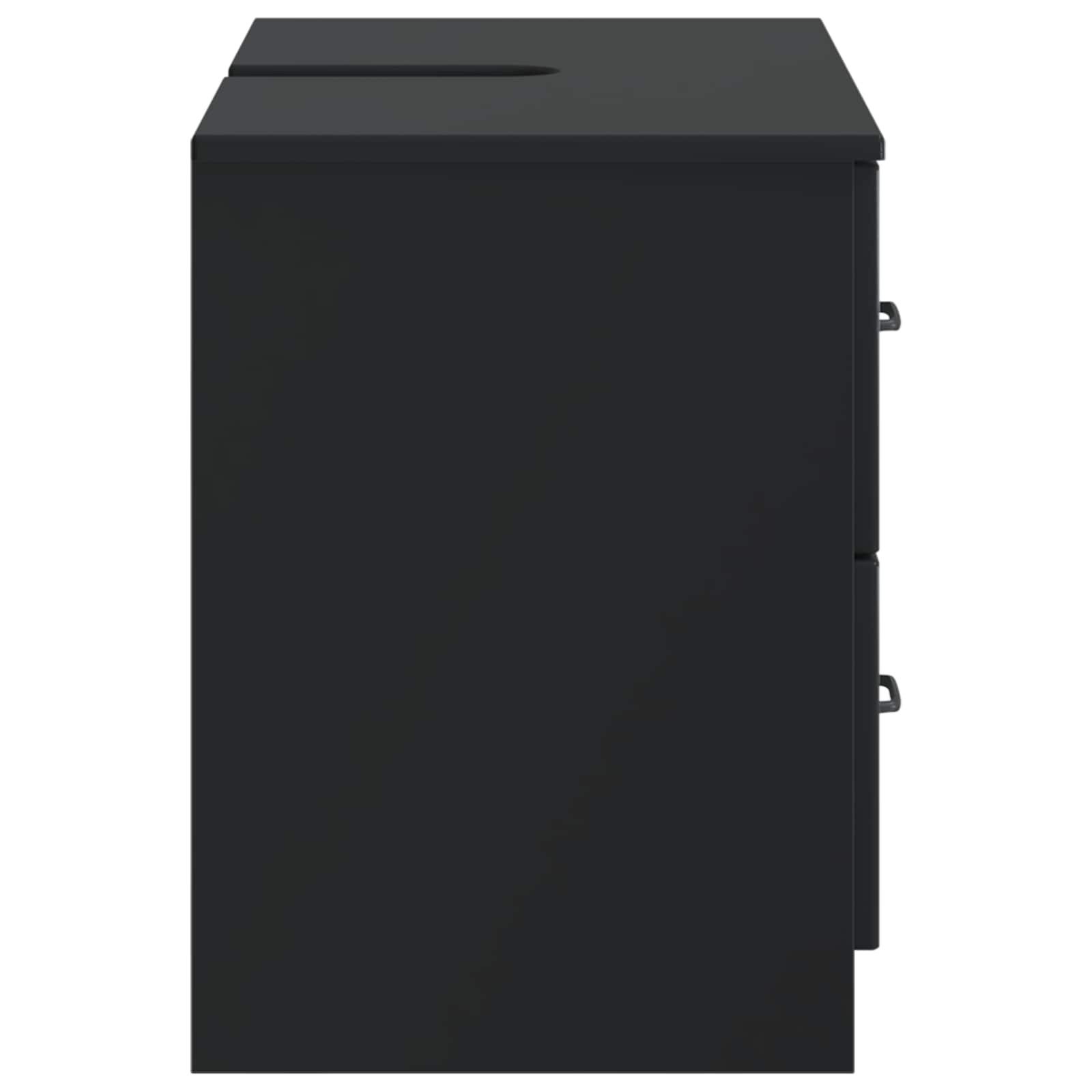 vidaXL Badezimmer-Set Waschbeckenschrank UTRECHT Schwarz 82 x 41 x 56 cm – Bild 5 von 5