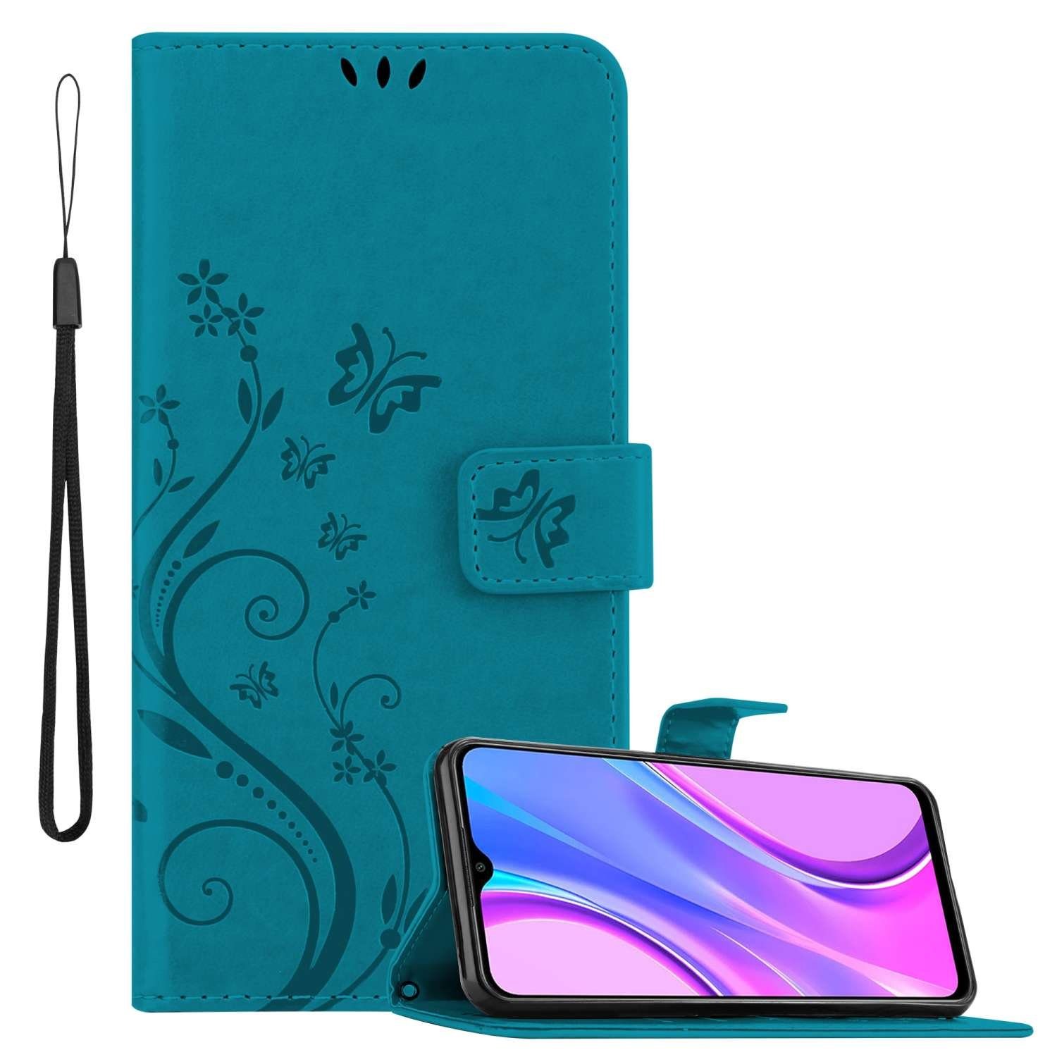 Cadorabo Handyhülle für Xiaomi RedMi 9 Hülle Xiaomi RedMi 9, Hülle Schutzhülle Blumen Flower mit Standfunktion Kartenfach Magnet