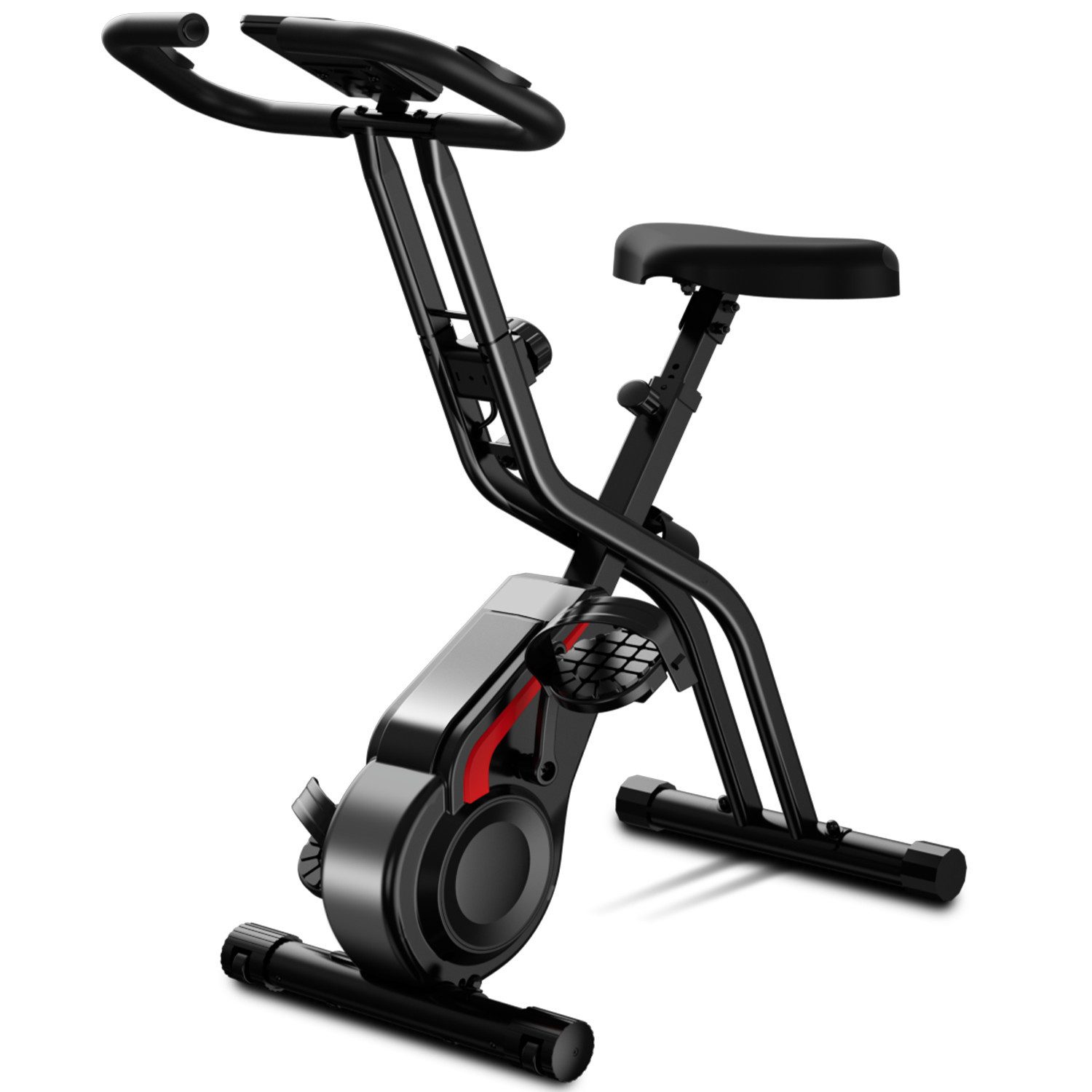 LONTEK Heimtrainer 3-in-1 Heimtrainer Fahrrad Klappbar (1-tlg), 16-Stufen Magnet-Widerstand, Pulsmessung, bis 136 KG