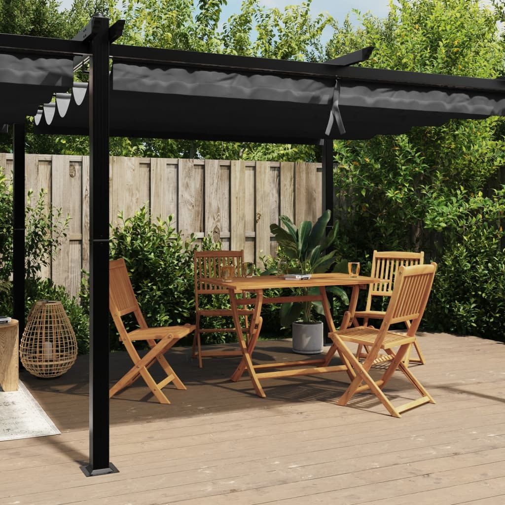 furnicato Pavillon Terrassenpavillon 6x3x2,2 m Anthrazit mit einziehbarem Dach, UV-beständiger Gartenschirm mit wasserfestem Polyester-Gewebe