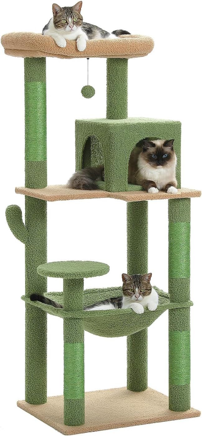 Purpurra Kratzbaum Katzenbaum mit Metall Plüsch Hängematte 116cm/ 143 cm