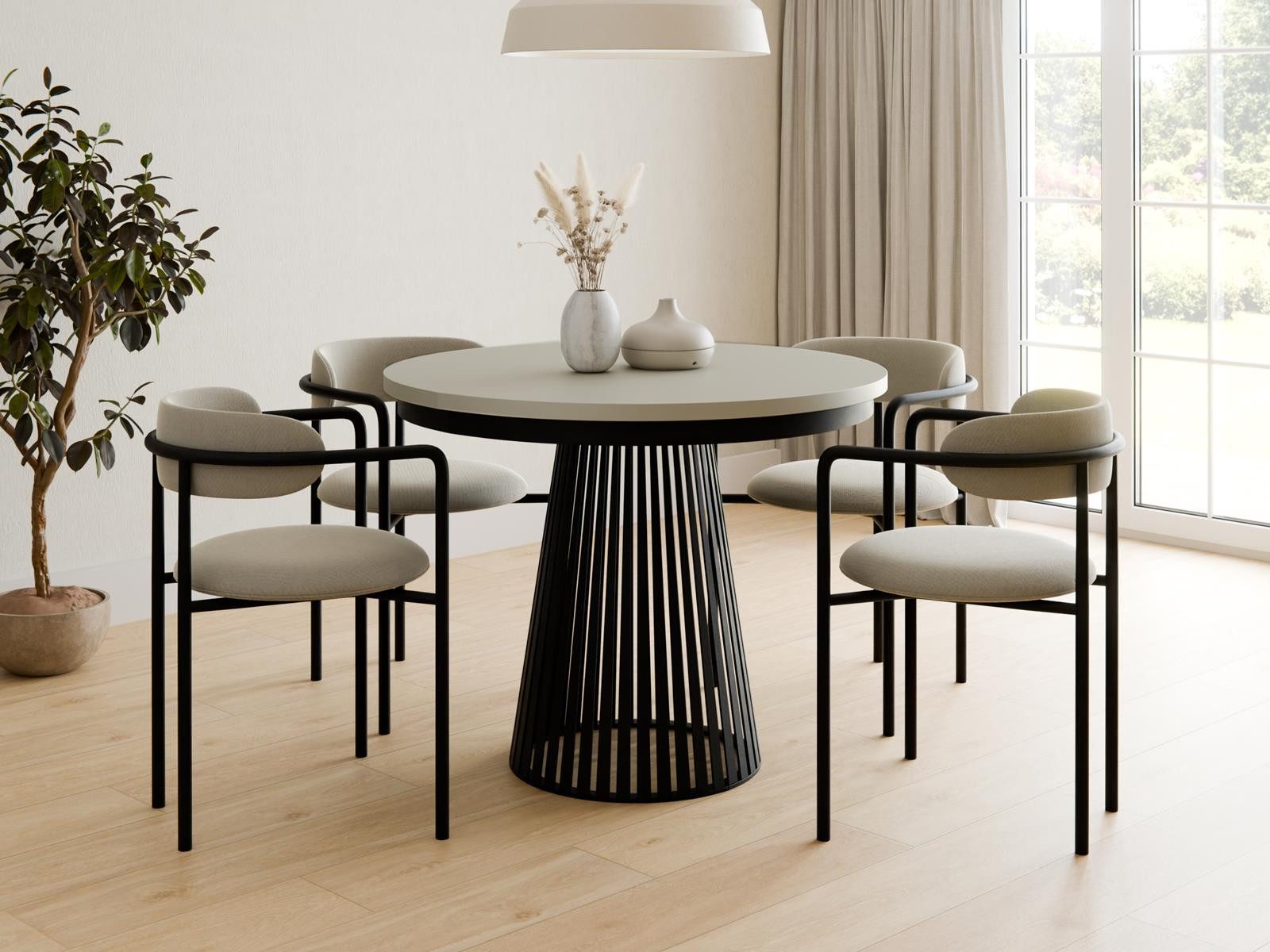 Compleo Esstisch Rund, Säulengestell mit Rillenstruktur DAST (TOPSELLER), A günstig online kaufen