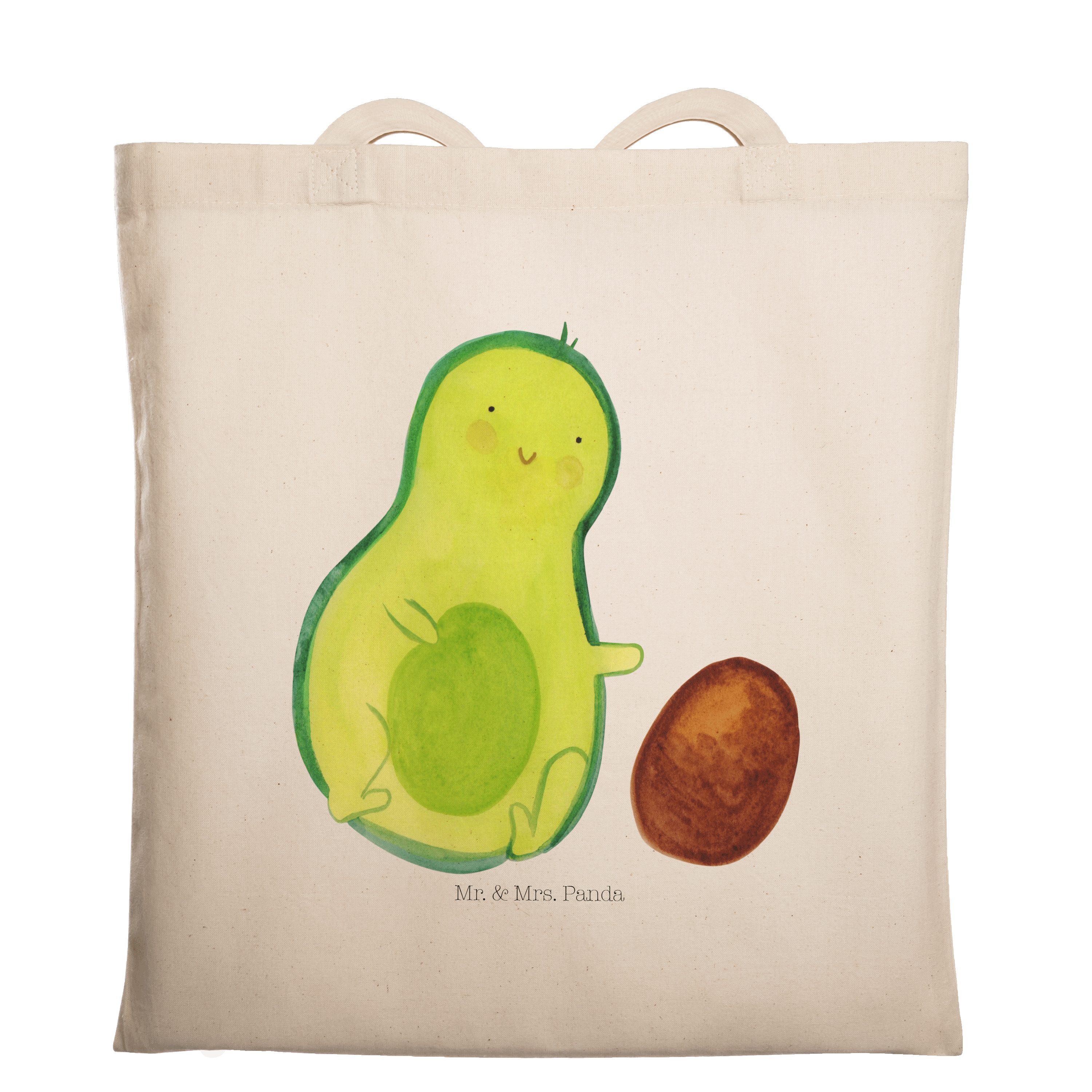 Mr. & Mrs. Panda Tragetasche Avocado rollt Kern - Transparent - Geschenk, Beutel, Vegan, Beuteltas (1-tlg)