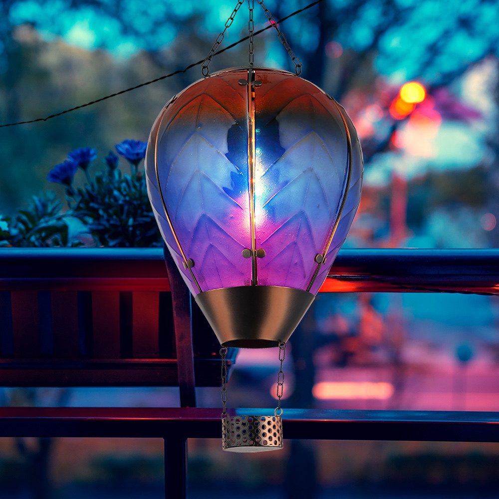 GLOBO LIGHTING LED Solarleuchte, LED-Leuchtmittel fest verbaut, Warmweiß, Außenleuchte Solarleuchte Gartendeko LED Heißluftballon-Design