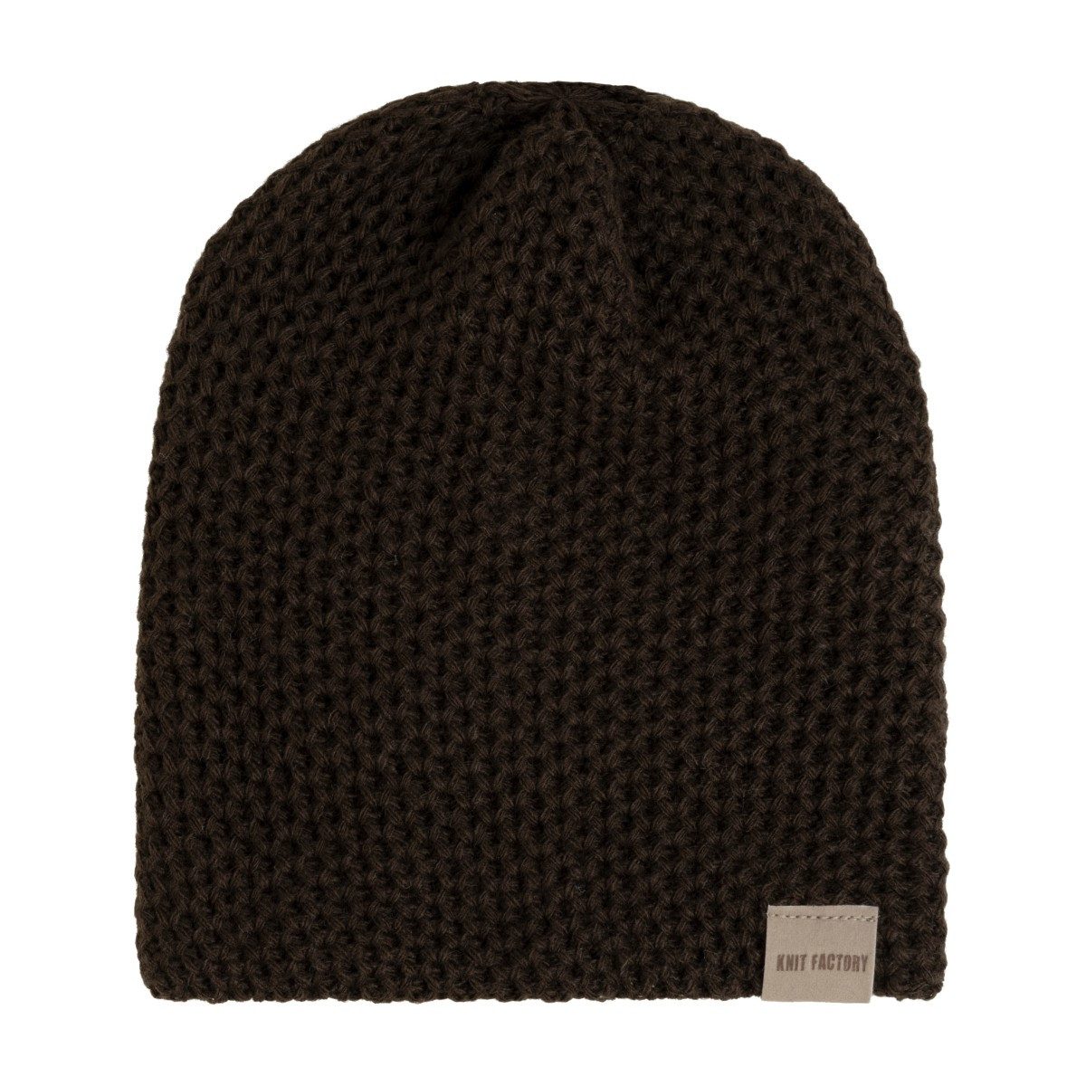 Knit Factory Strickmütze Enya Dunkelbraun One Size (Spar-Set, 1-St., 1 x Enya Mütze Dunkelbraun) Modell Enya, für Herbst, Winter