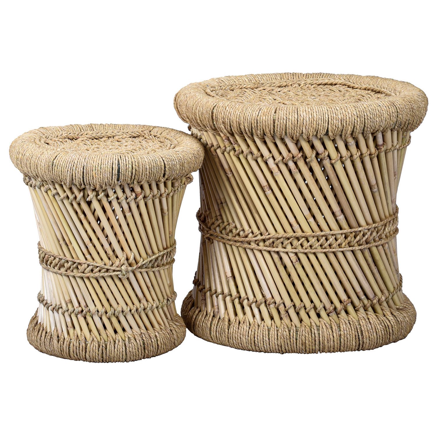 Marrakesch Orient & Mediterran Interior Sitzhocker 2er Set Boho Style Hocker Beistelltisch Benita (2 St), Handarbeit