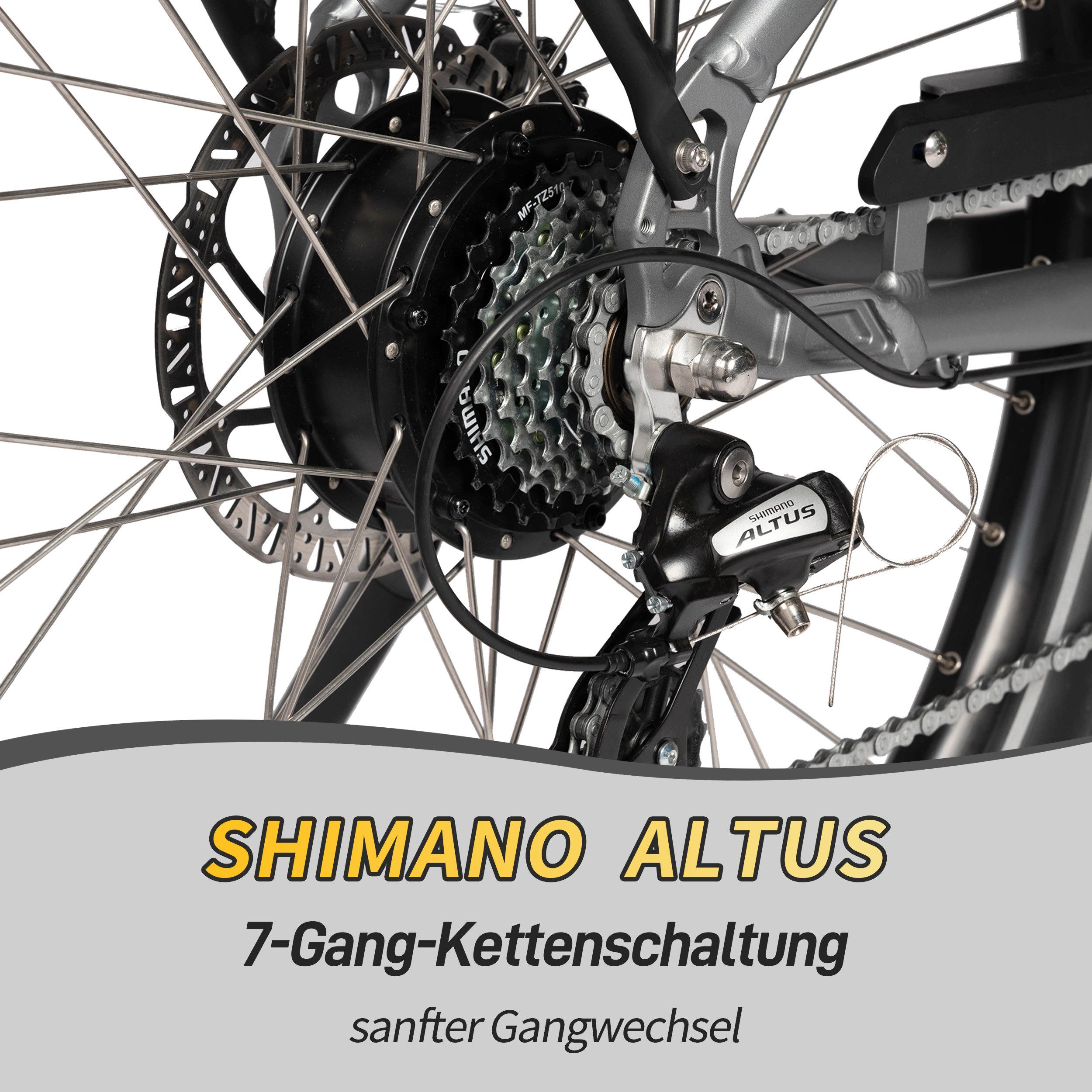 SAXXX E-Bike Cityrad Damen Herren 28x2,35'' Citybike, SAXXX SUV Pedelec, 468Wh, max.120km, 7 Gang SHIMANO Altus Schaltwerk, Hinterradmotor, 468 Wh, (mit abnehmbarem Akku, mit Gepäcktrager, vormontiert zu95), Elektrofahrrad Unisex, RH: 45cm, E-Citybike mit 250W Heckmotor