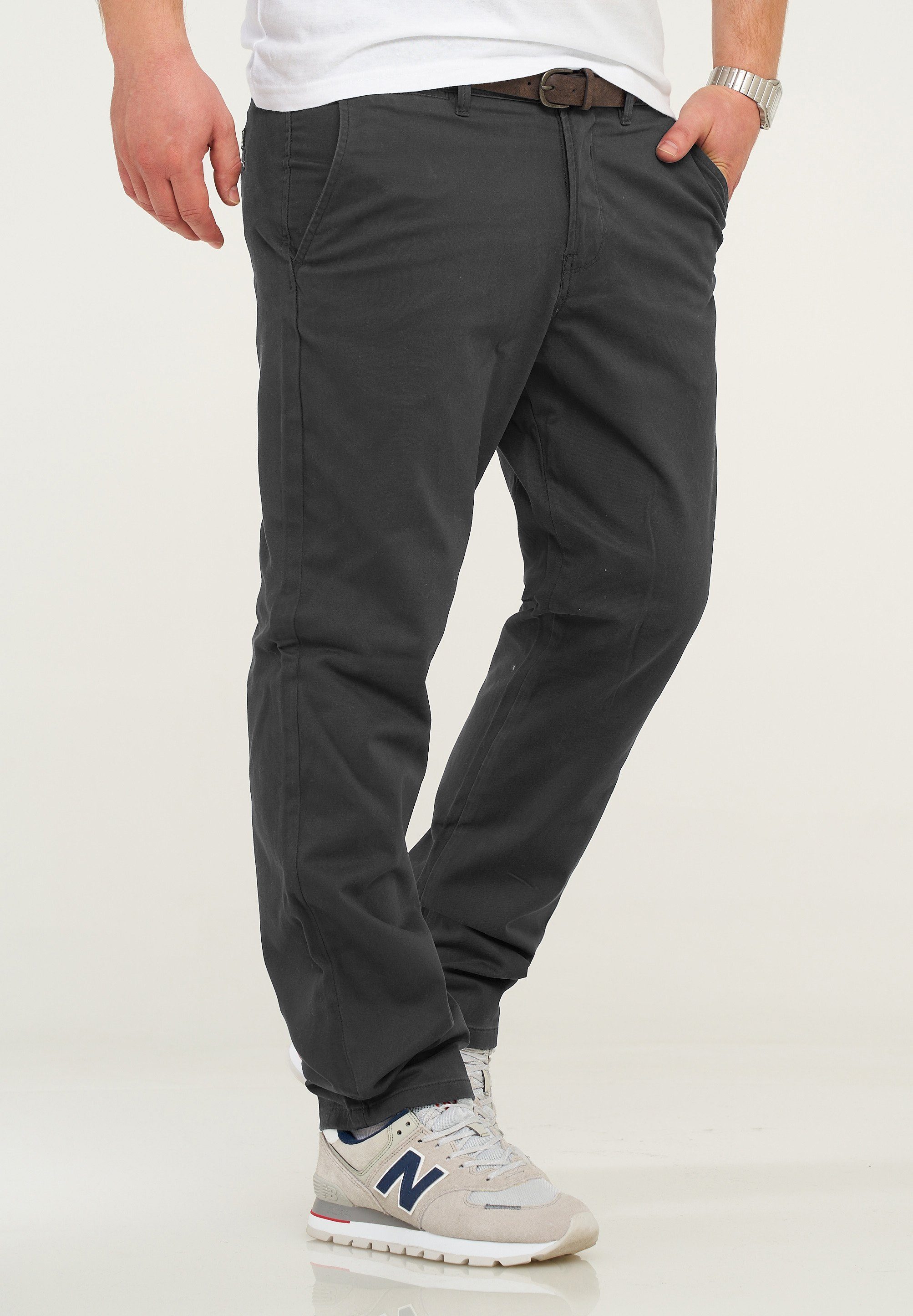 Jack & Jones Chinohose mit Dark Jeans-Hose Freizeithose Stretch Casual JJCS Gürtel Grey