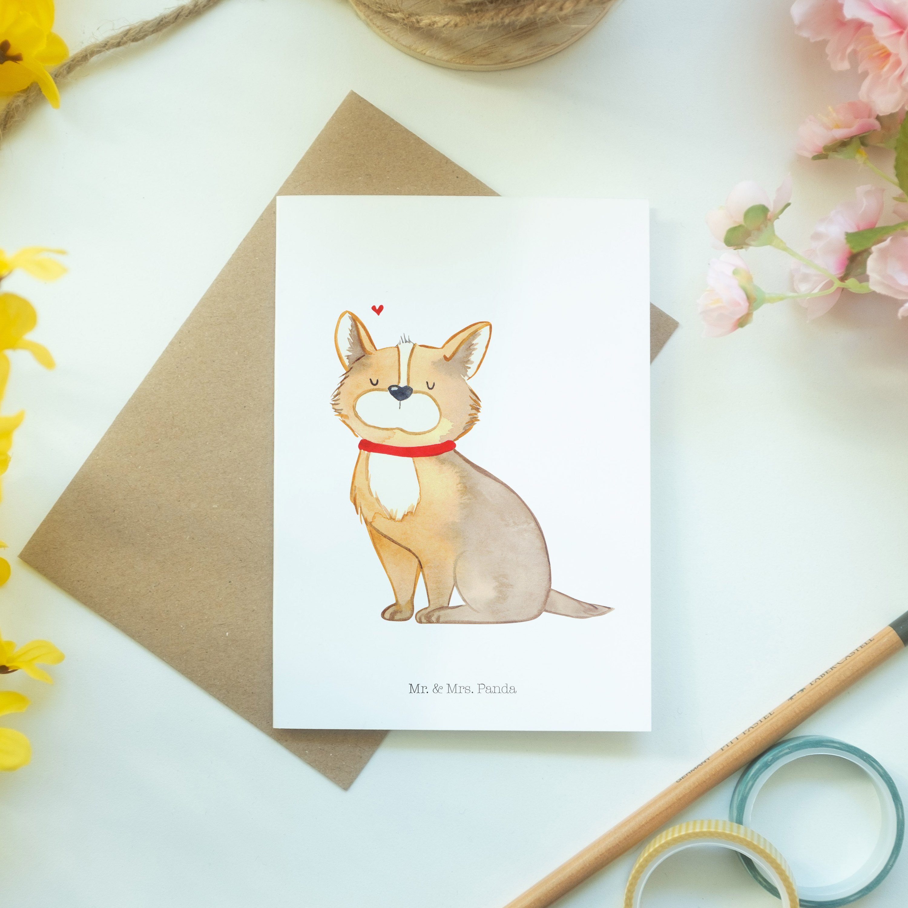 Mr. & Mrs. Panda Hundeglück - Grußkarte Hochzeitskarte, Glück - Weiß Geburtstagskarte, Geschenk