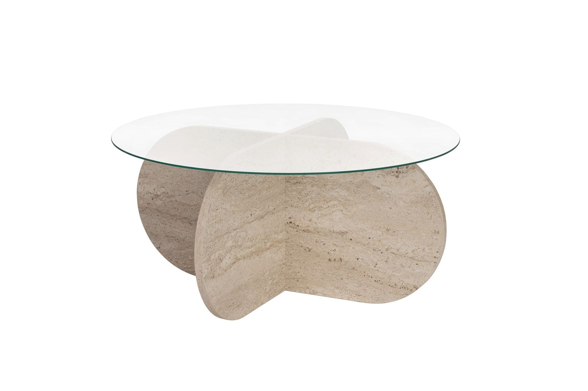 Luxusbetten24 Couchtisch Rovida, mit runder Glasplatte