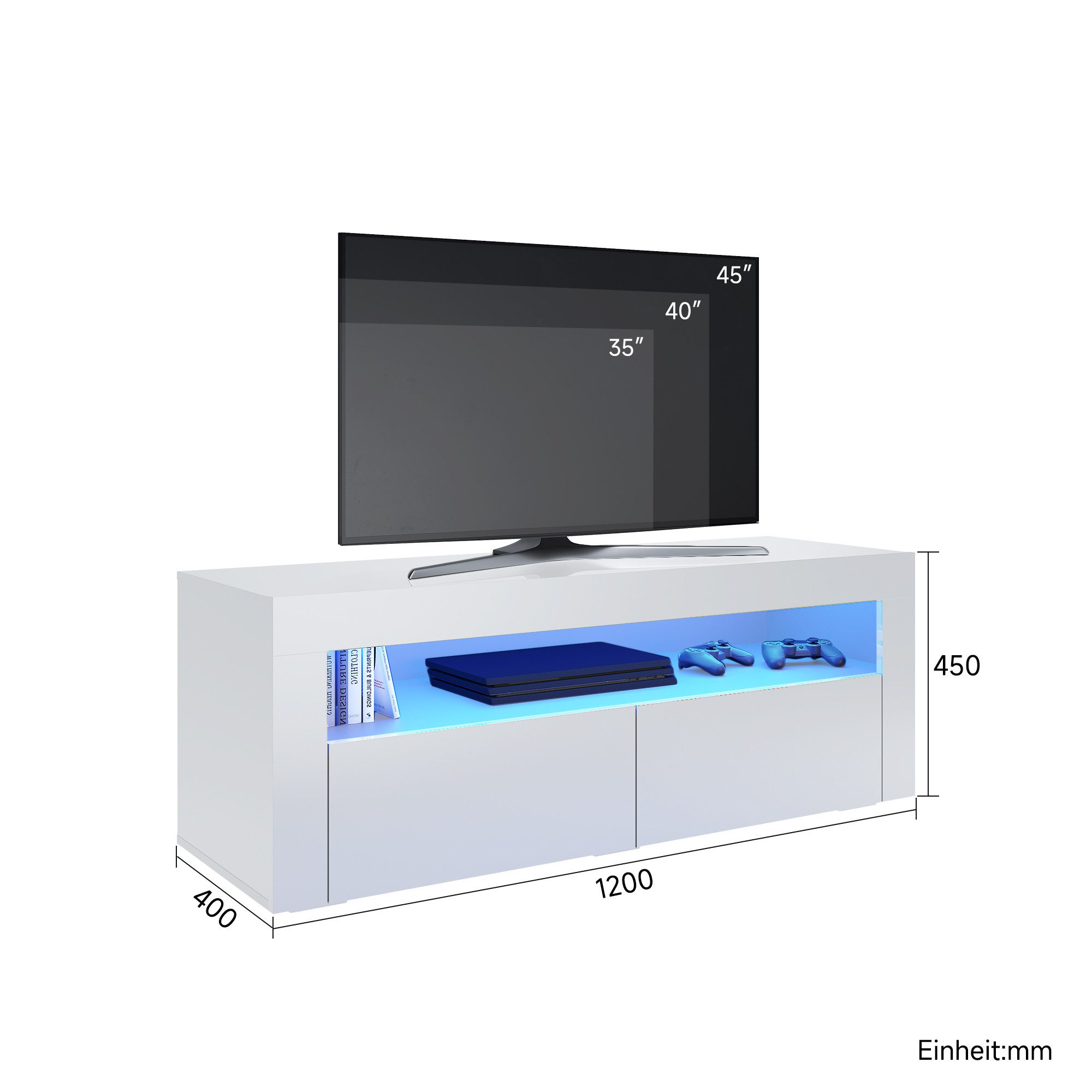 SONNI TV-Schrank TV-Schränke mit LED Beleuchtung Weiß/schwarz 120/160/180 c günstig online kaufen