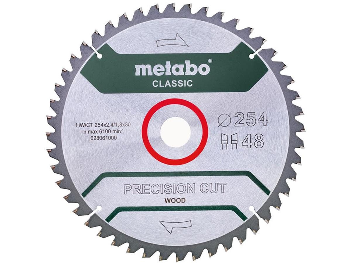 metabo Kreissägeblatt 628061000 (1-St), für Holz 254x2,4x30 mm