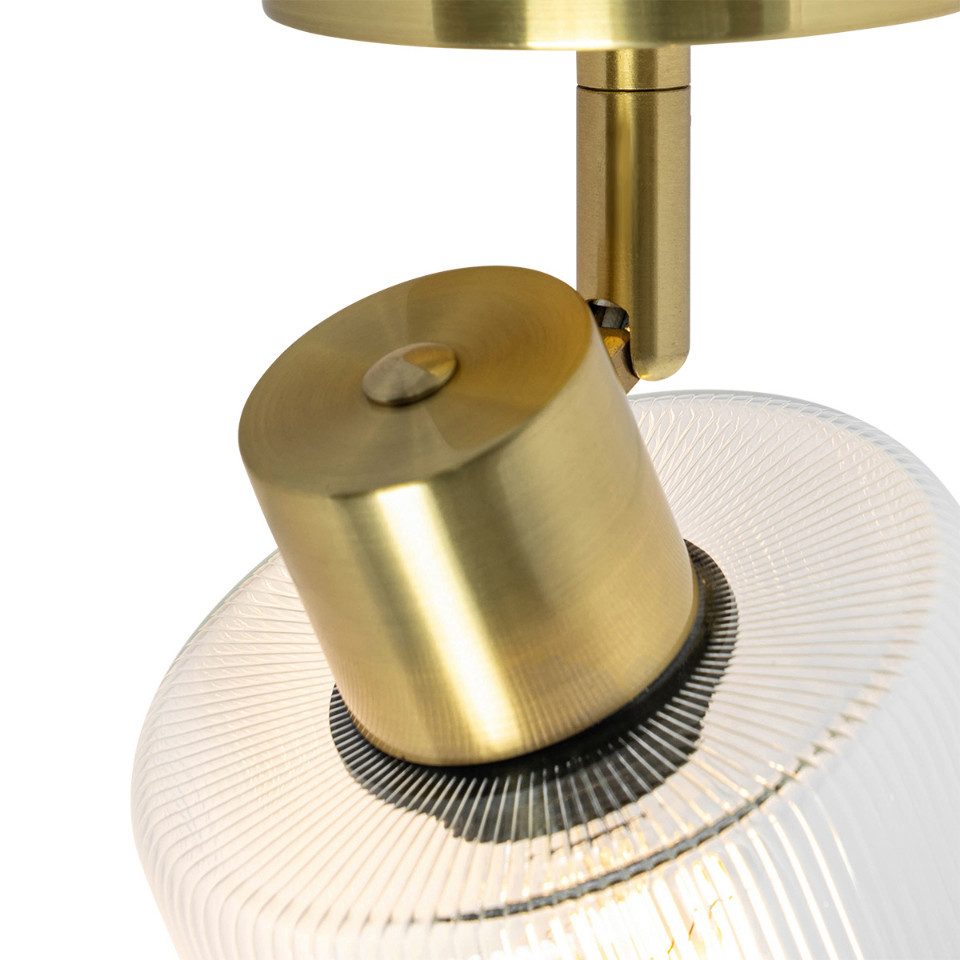 Qazqa LED Aufbaustrahler Laura, ohne Leuchtmittel, E27, Gold, Art Deco, Glas, 1-flammig