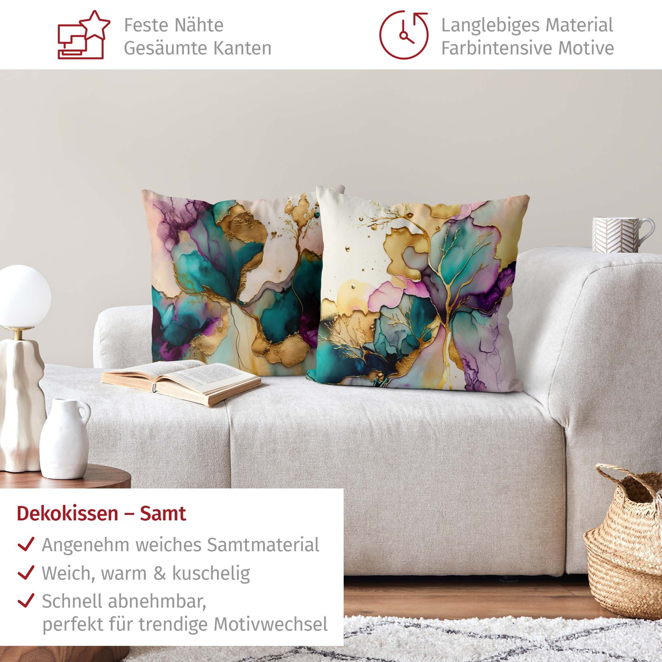 Bilderdepot24 Dekokissen 2-teilig drinnen Kissenhülle/ Sofakissen/ Zierkissen Kissenhülle gold, Bezug Aquarell mit / ohne Füllung Zierkissen Outdoor Sofa Bett