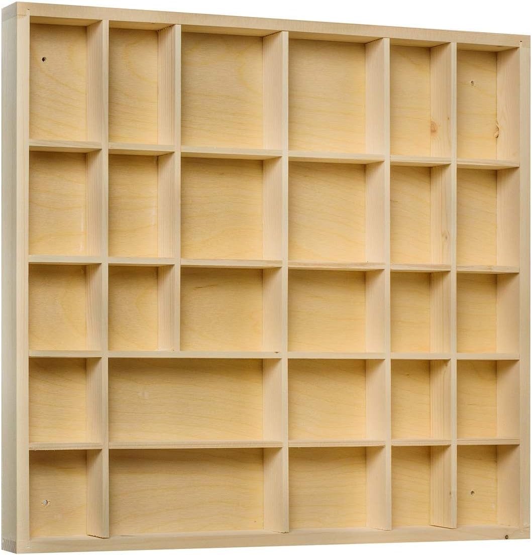 Creative Deco Schubladenbox Setzkasten Holz Sammelbox Holztablett 28 Fächer 44,5 x 40 x 3 cm