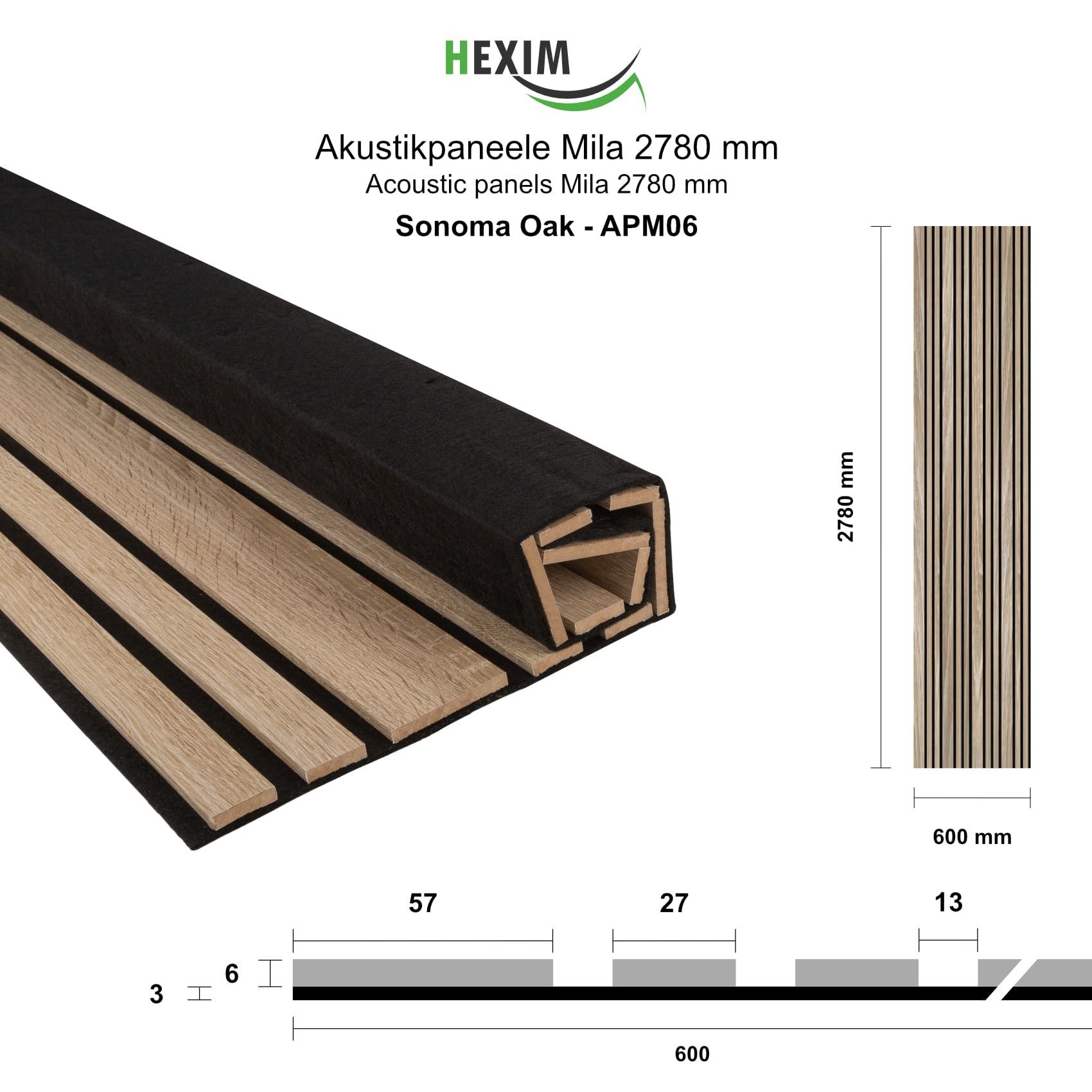 Hexim Wandpaneel, (Akustikpaneele 2 Stück 278x60cm Holz Mila - flexible Hol günstig online kaufen