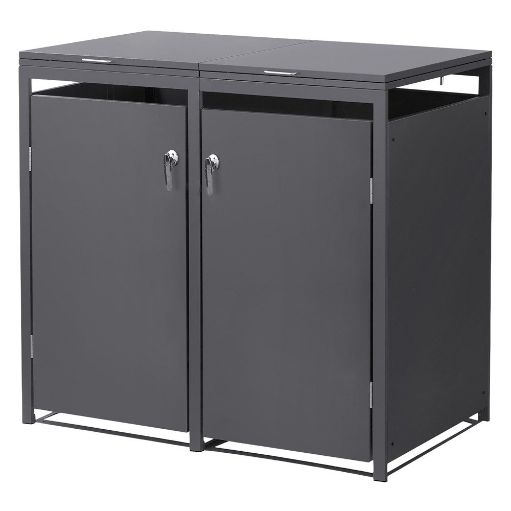 ML-DESIGN Mülltonnenbox Müllbox aus Stahl wetterfeste Mülltonnen Verkleidung Mülltonnengarage, Mülltonnencontainer mit Klappdeckel/Tür für 2 Tonne 120 oder 240 Liter