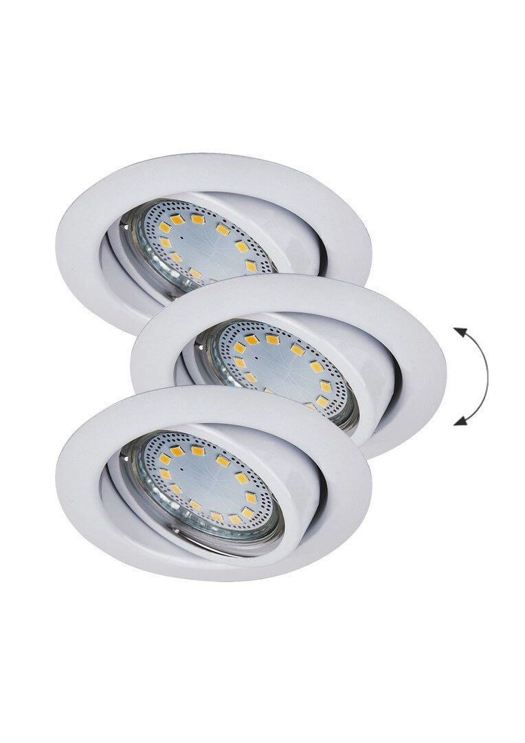 Rabalux LED Deckenspots "Lite" 3-flammig, Metall, weiß, rund, 3W, GU10, warmweiß, 240lm, ø86mm, warmweiß