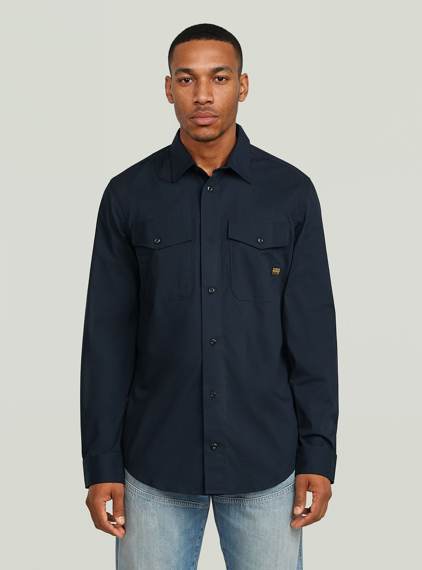 Langarmshirt Marine Slim Hemd