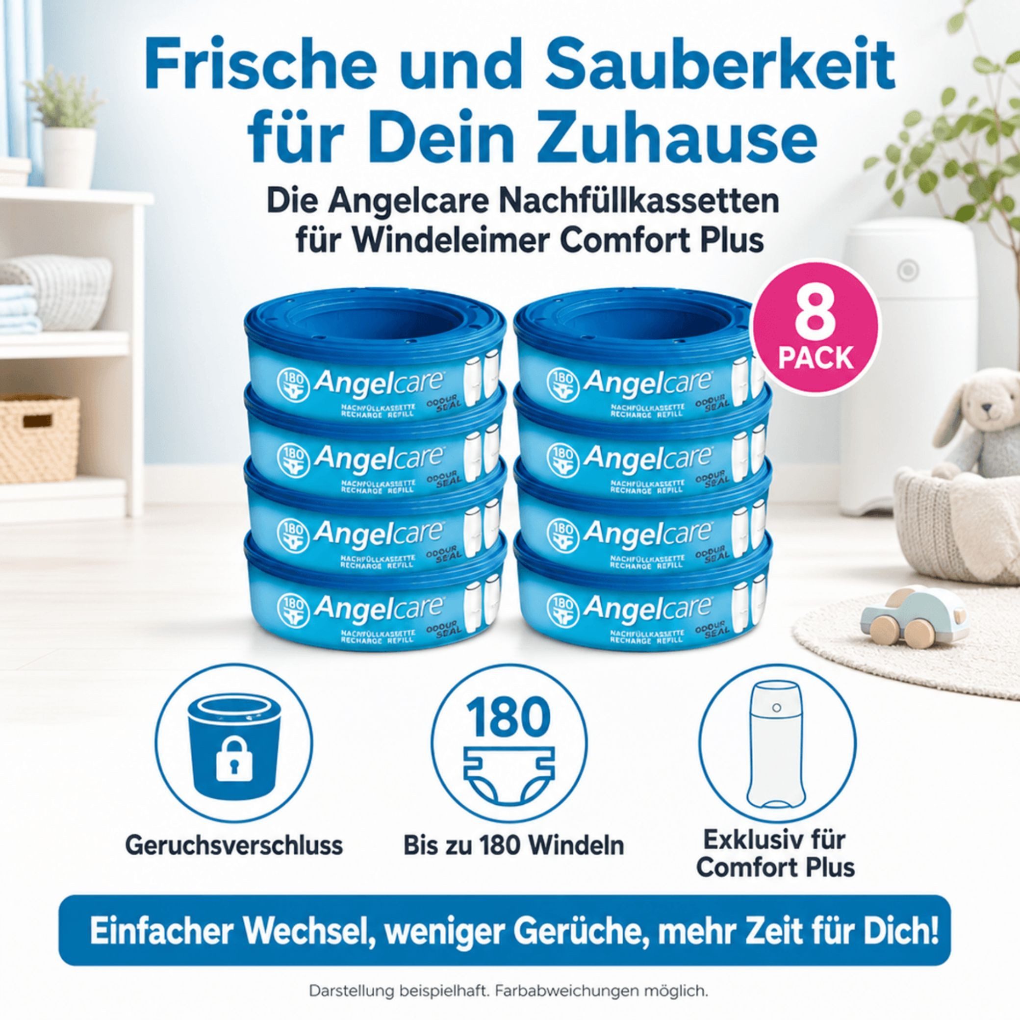 Angelcare® Windeleimer 8er-Pack Nachfüllkassetten für Windeleimer Comfort Plus – Bild 4 von 5