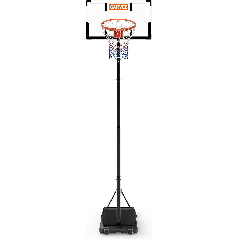GarveeMore Basketballkorb Outdoor Höhenverstellbar Mit Ständer&Rollen,Transparenter PC-Rückwand, Stabiler Basketballständer Mobil Für Jugendliche & Erwachsene