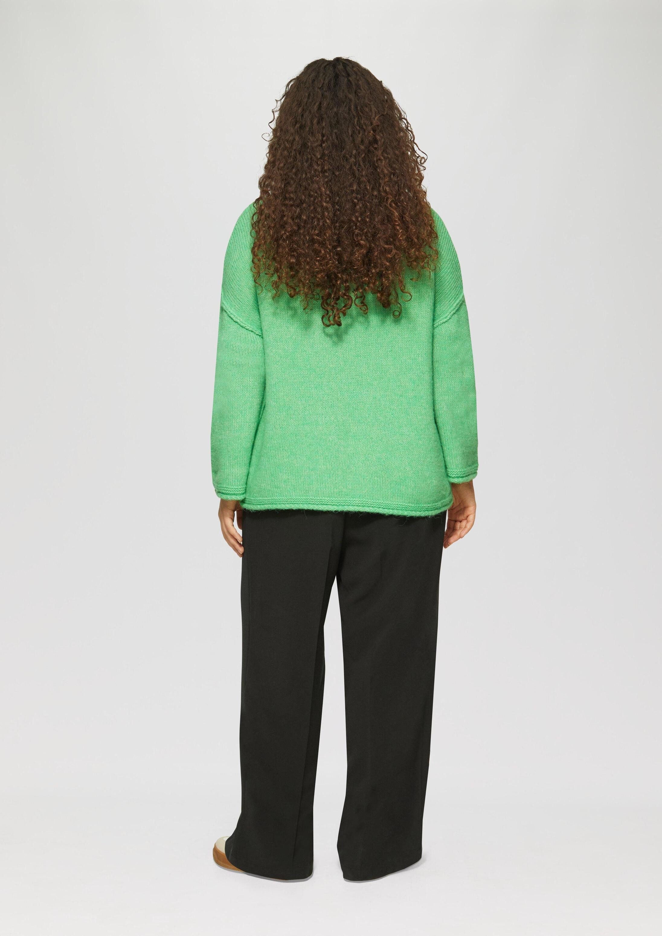 s.Oliver Longpullover Strickpullover Strickpullover mit weiten Ärmeln im Relaxed Fit