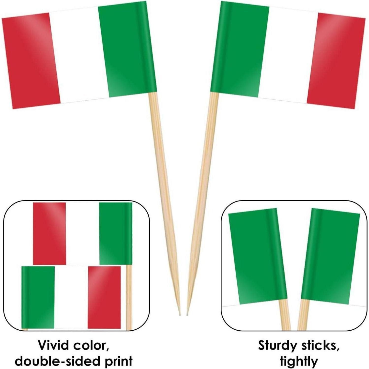 LuxusKollektion Zahnstocherspender Zahnstocher Italien Flaggen Italien Zahnstocher Flagge 200 Stück