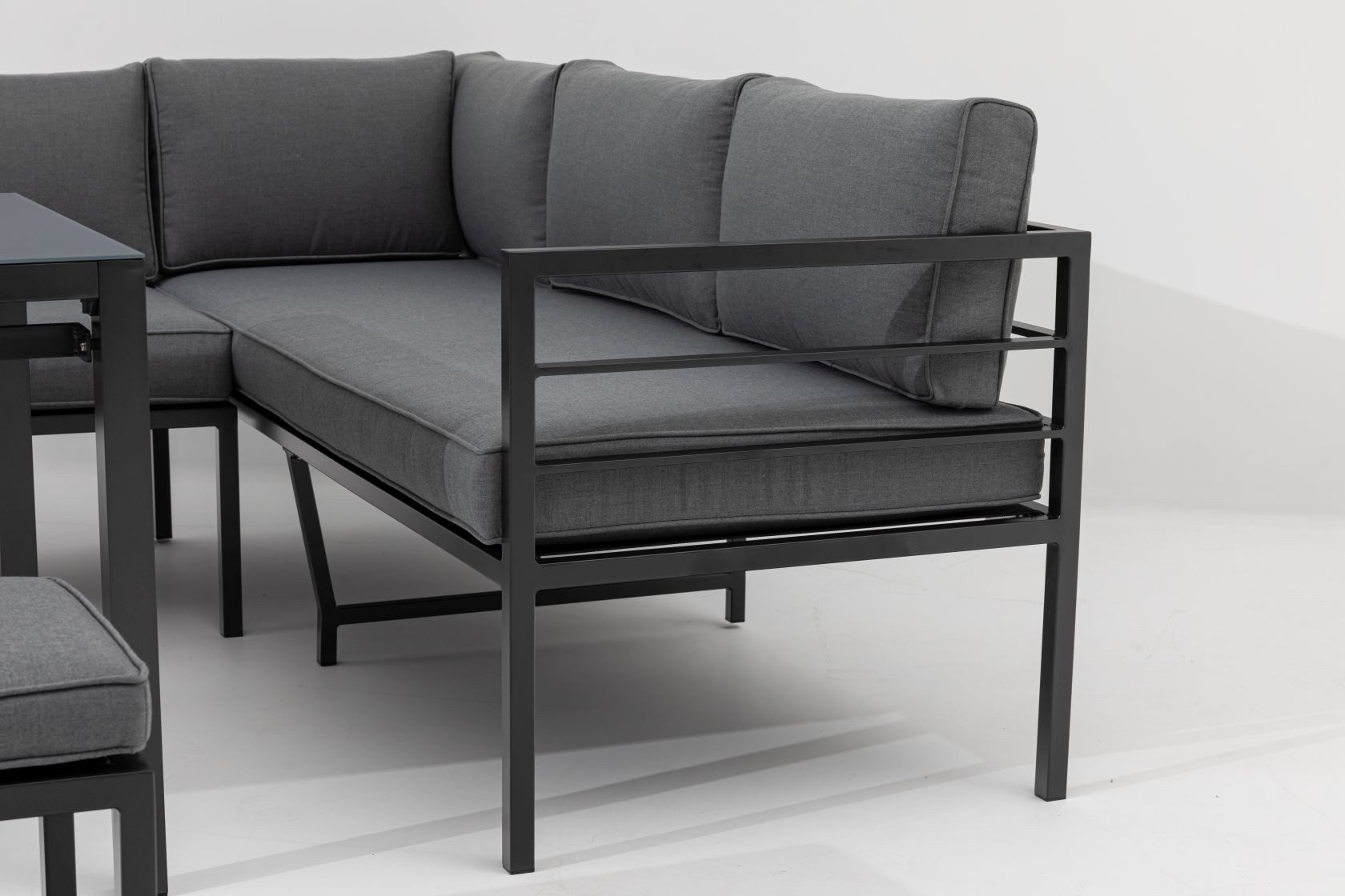 Gardissimo Gartenlounge-Set Larino Gartenmöbelset Tisch ausizehbar Dining Lounge Alu, (Spar-Set, 4-tlg., Alu, Ecklounge, ausziehbarer Esstisch, Sessel, Bank, in – Bild 5 von 5