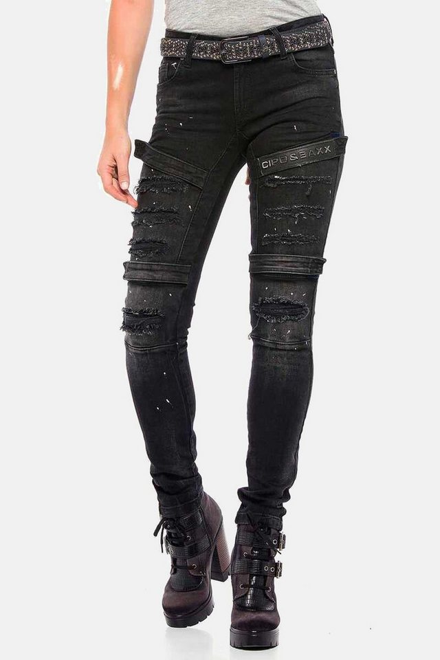 Cipo & Baxx Slim-fit-Jeans Jeans im coolen Biker-Look in Skinny Fit, WD383
