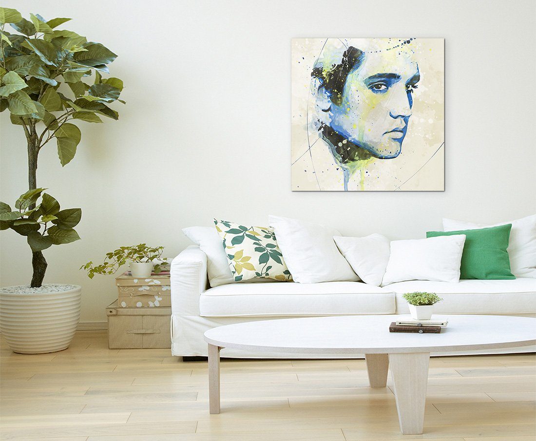 Sinus Art Leinwandbild Elvis Presley Aqua 60x60cm Aqua Art Wandbild