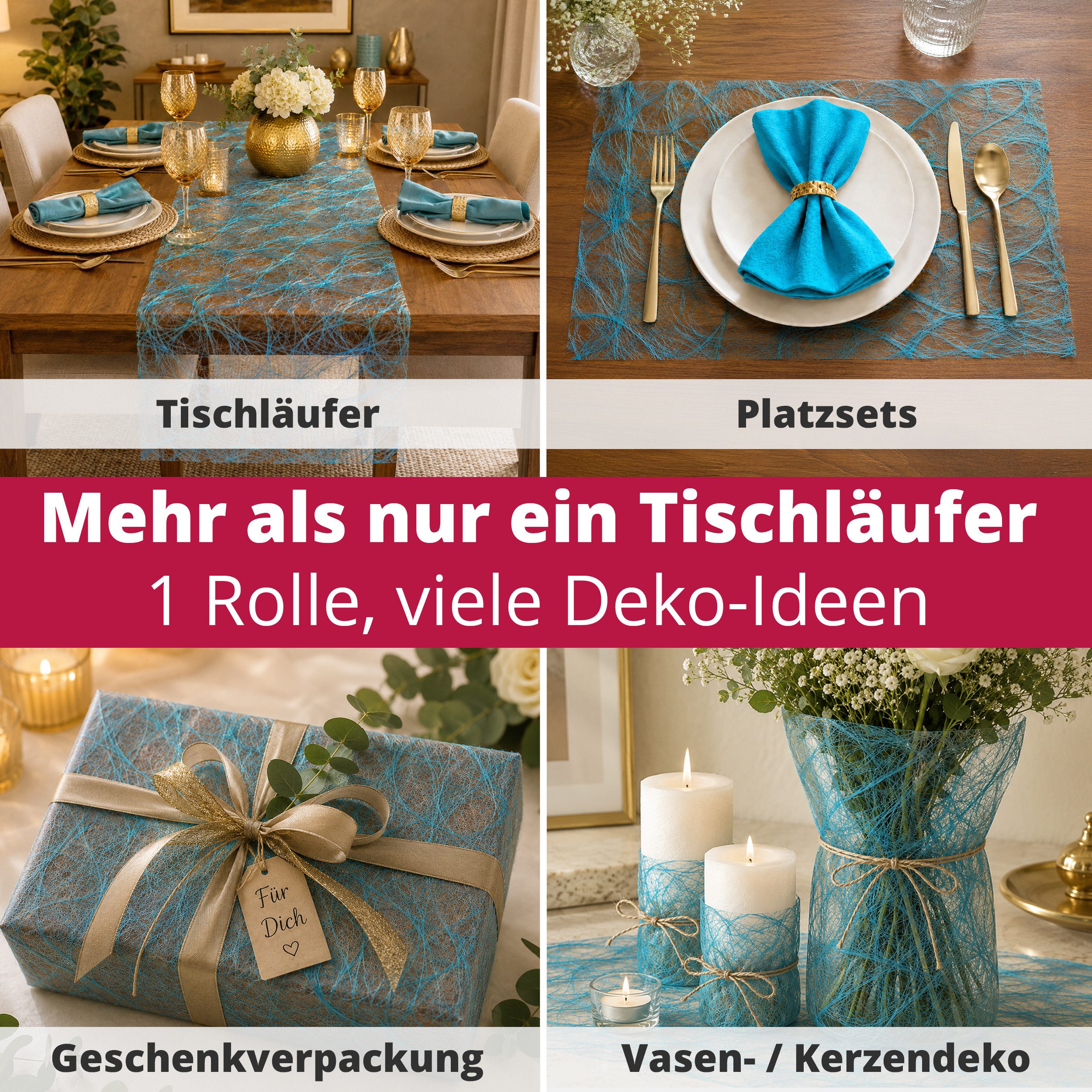 DecoHomeTextil Heimtextilmanufaktur Tischläufer Deco Netz Tischband Dekoration Dekor Breite 30cm Farbe+Länge wählbar – Bild 4 von 5