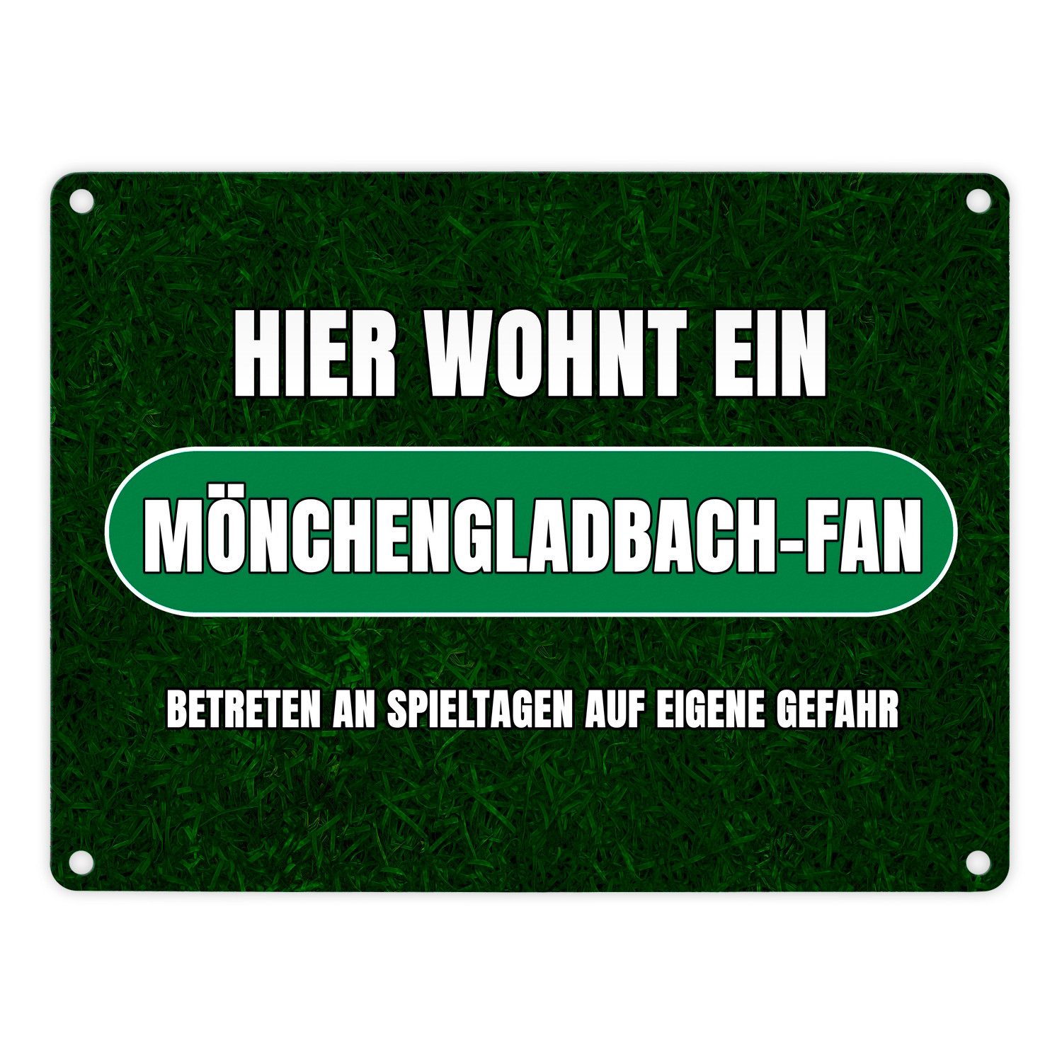 speecheese Metallschild Hier wohnt ein Mönchengladbach Fan Metallschild in 15x20 cm mit
