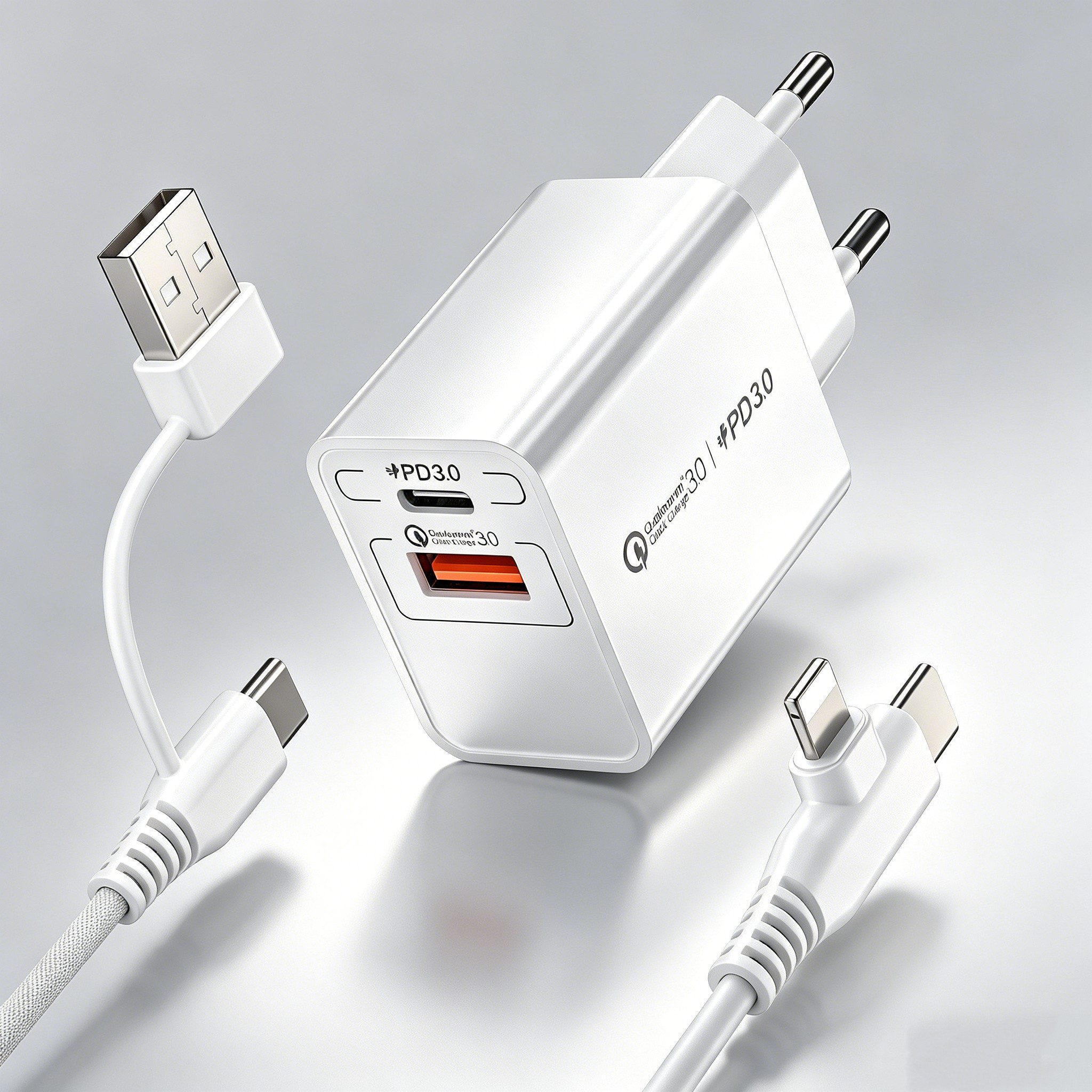20W USB C Schnellladegerät mit 4in1 Kable für iPhone 16 15 14 13 Serie USB-Ladegerät