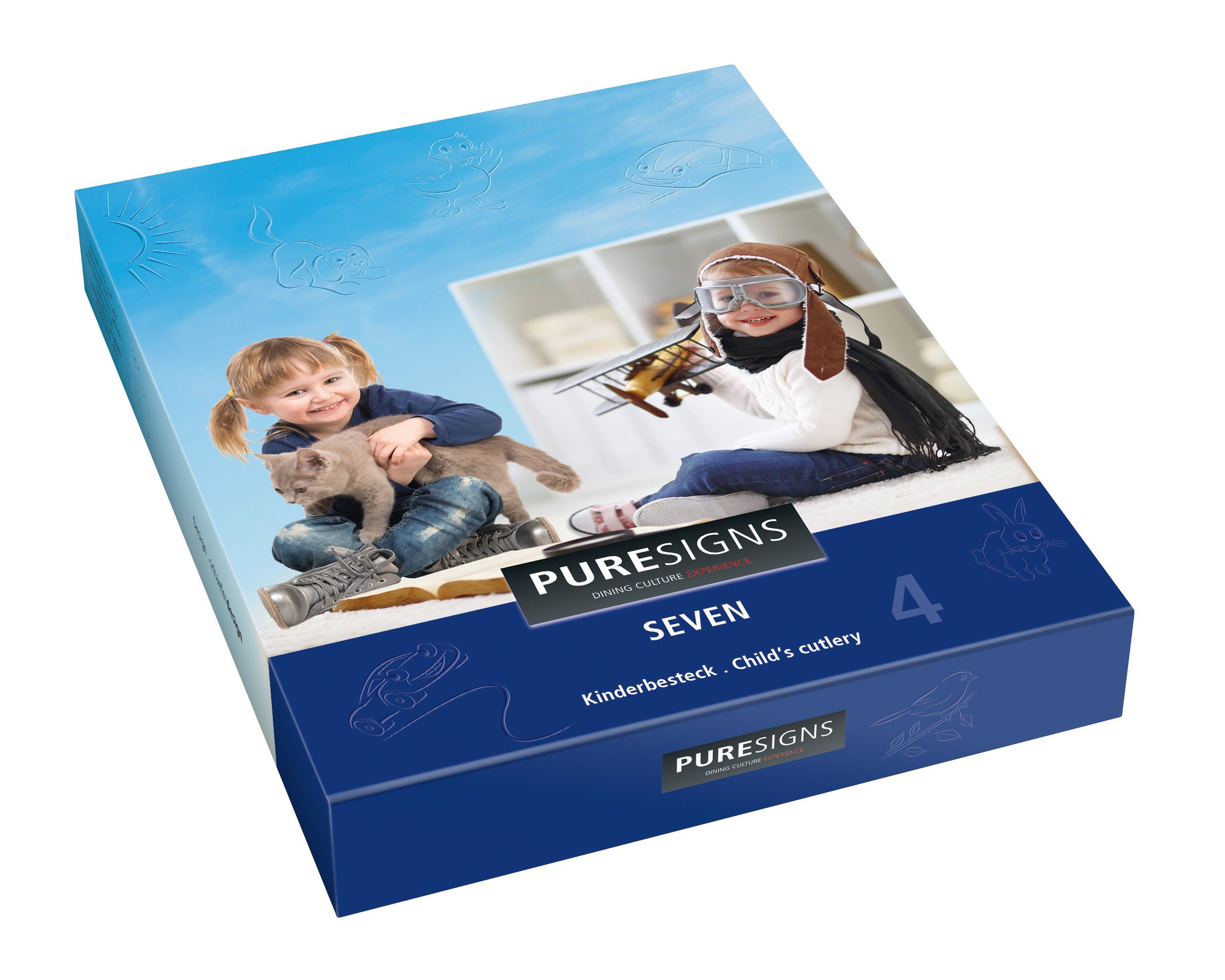 PURESIGNS Kinderbesteck TRIP (4-tlg), 1 Personen, Edelstahl 18/10, Plastikfreier Essgenuss für die Kleinen